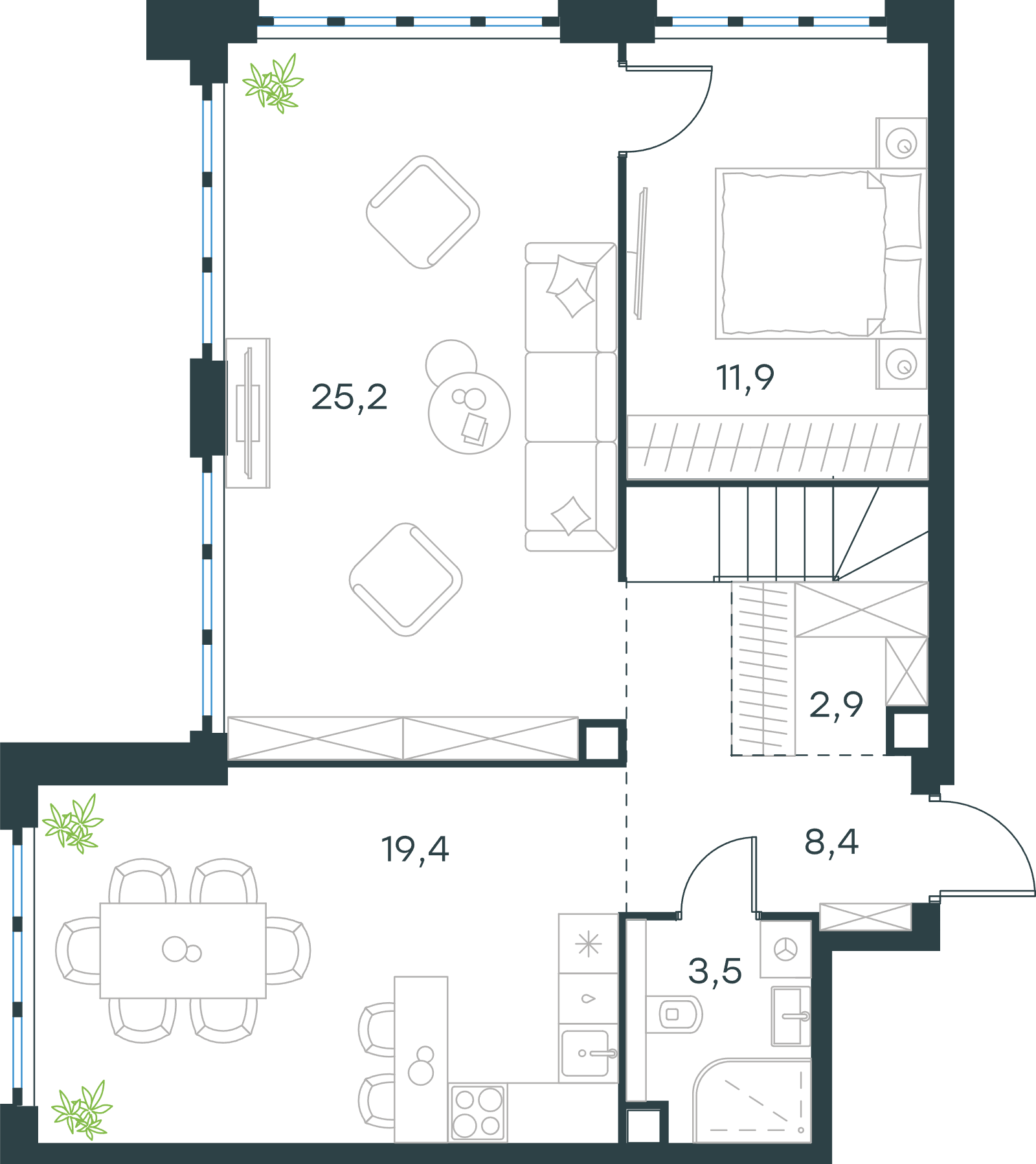 Официальная схема Левел Южнопортовая, 115 м²