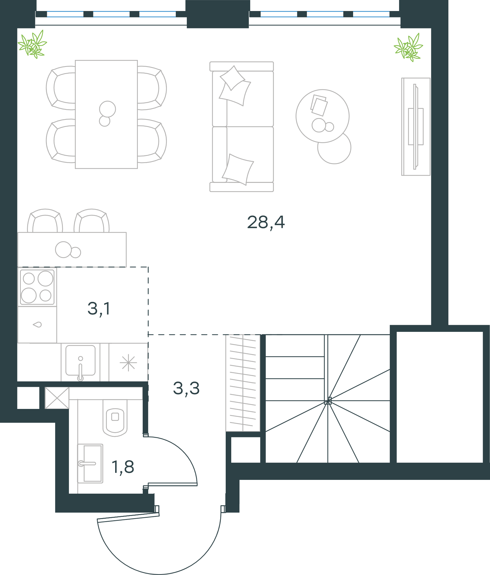 Официальная схема Левел Южнопортовая, 69,3 м²