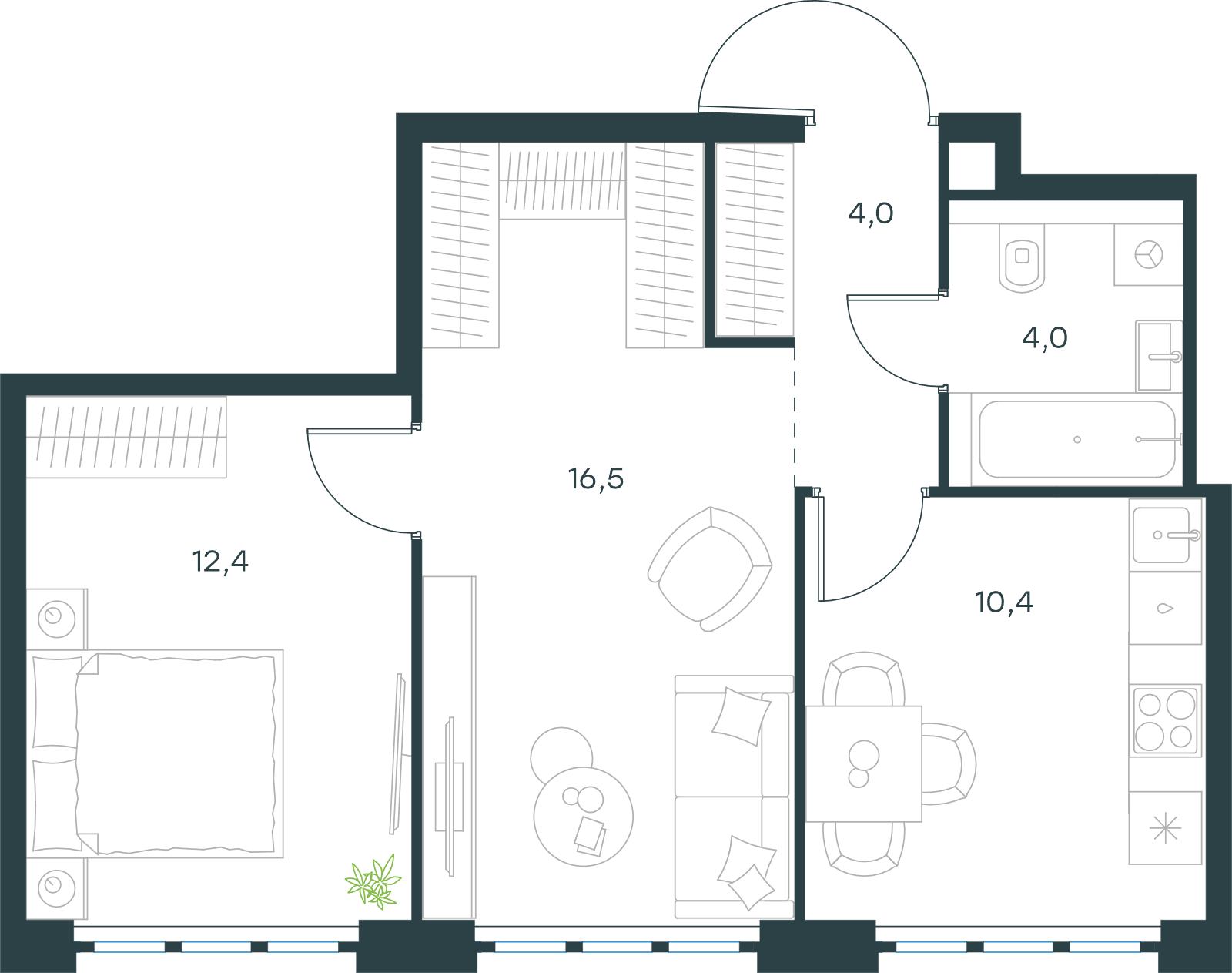 Официальная схема Левел Южнопортовая, 47,3 м²