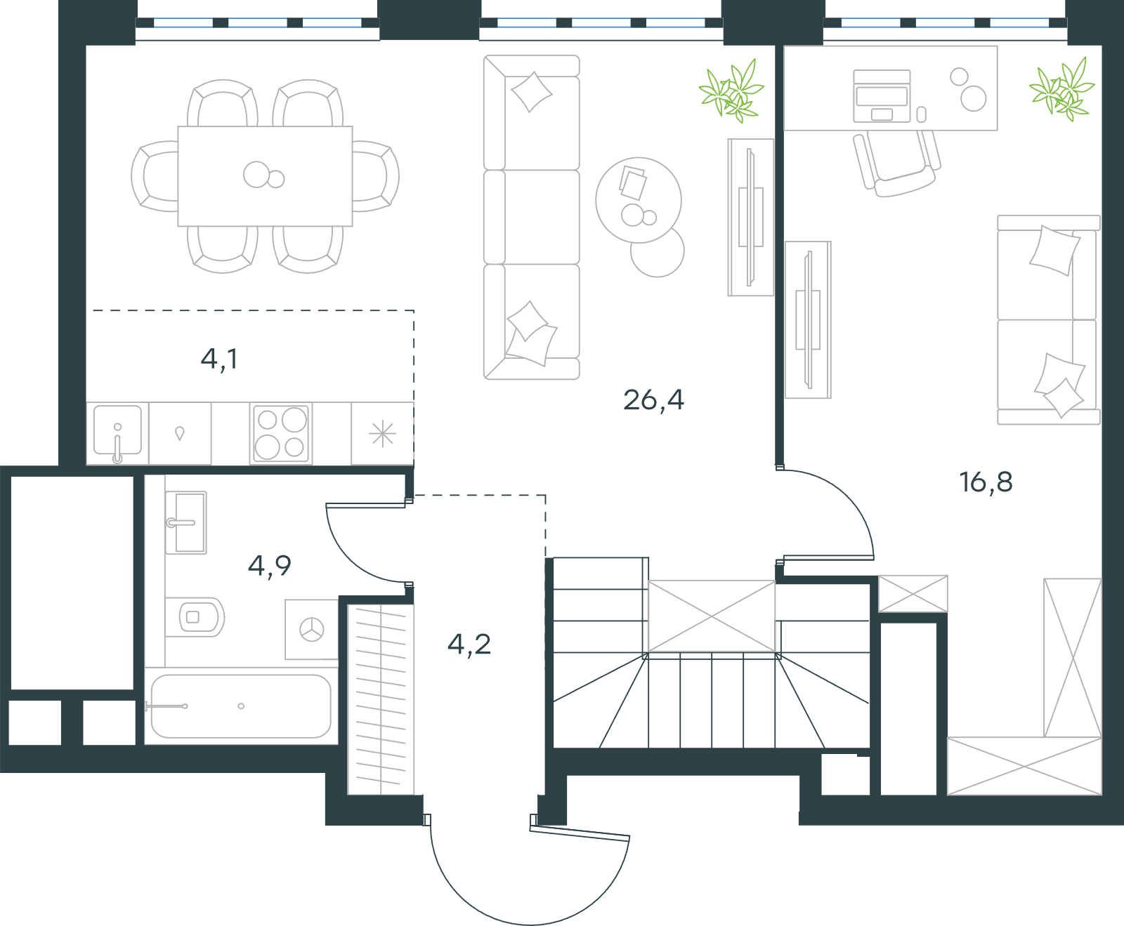 Официальная схема Левел Южнопортовая, 109,4 м²