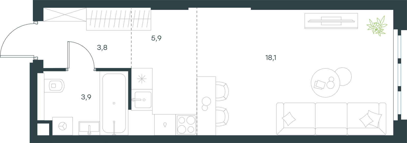 Официальная схема Левел Южнопортовая, 31,7 м²