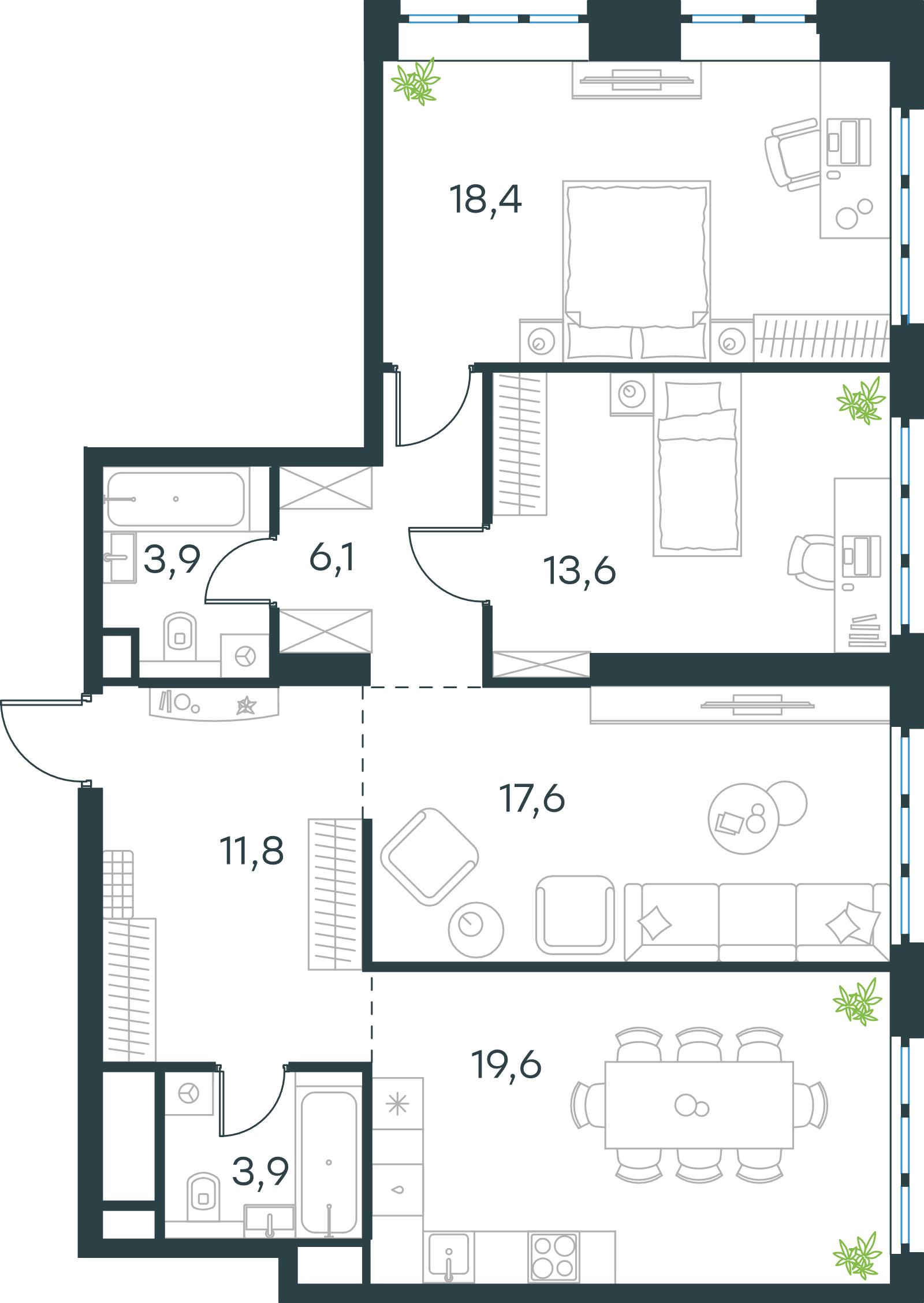 Официальная схема Левел Южнопортовая, 94,9 м²