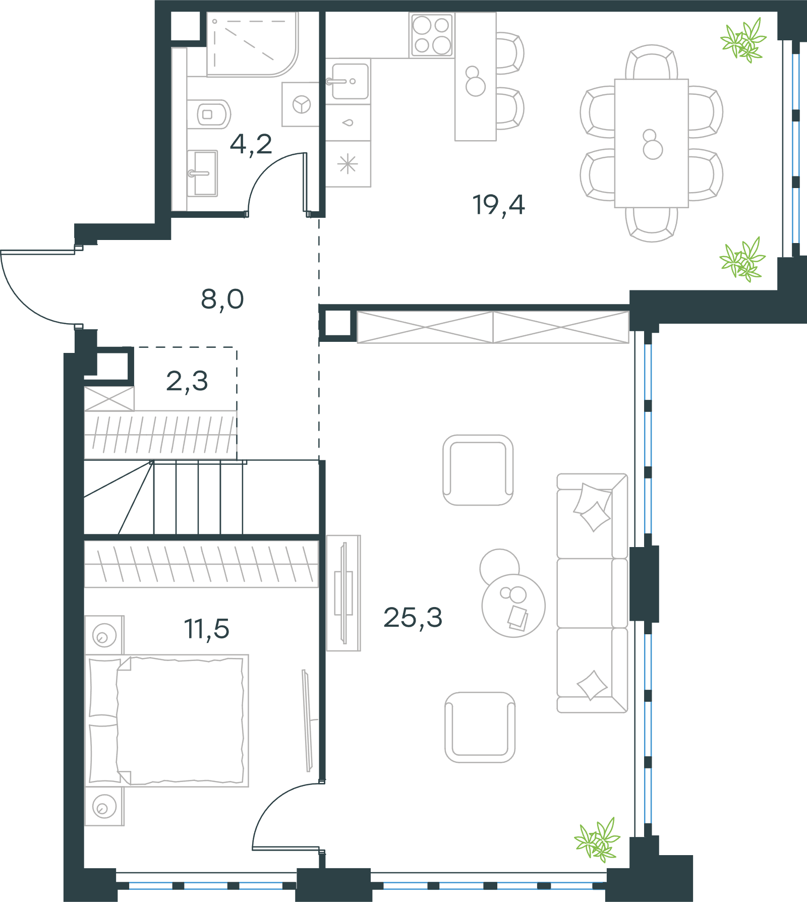 Официальная схема Левел Южнопортовая, 114 м²