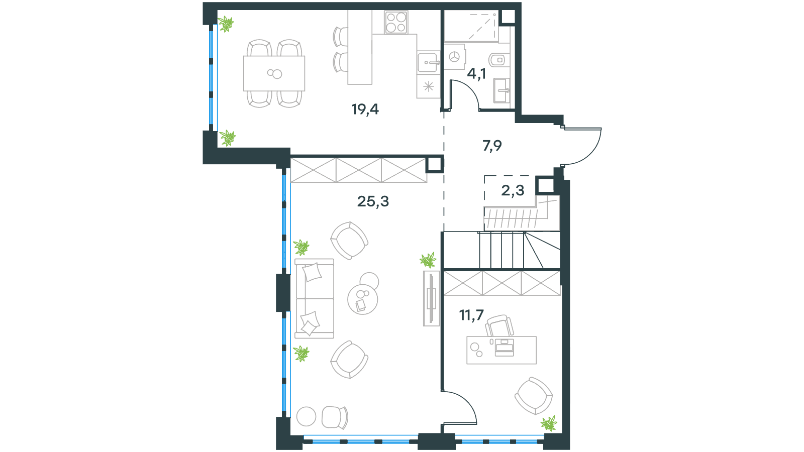 Официальная схема Левел Южнопортовая, 116,8 м²