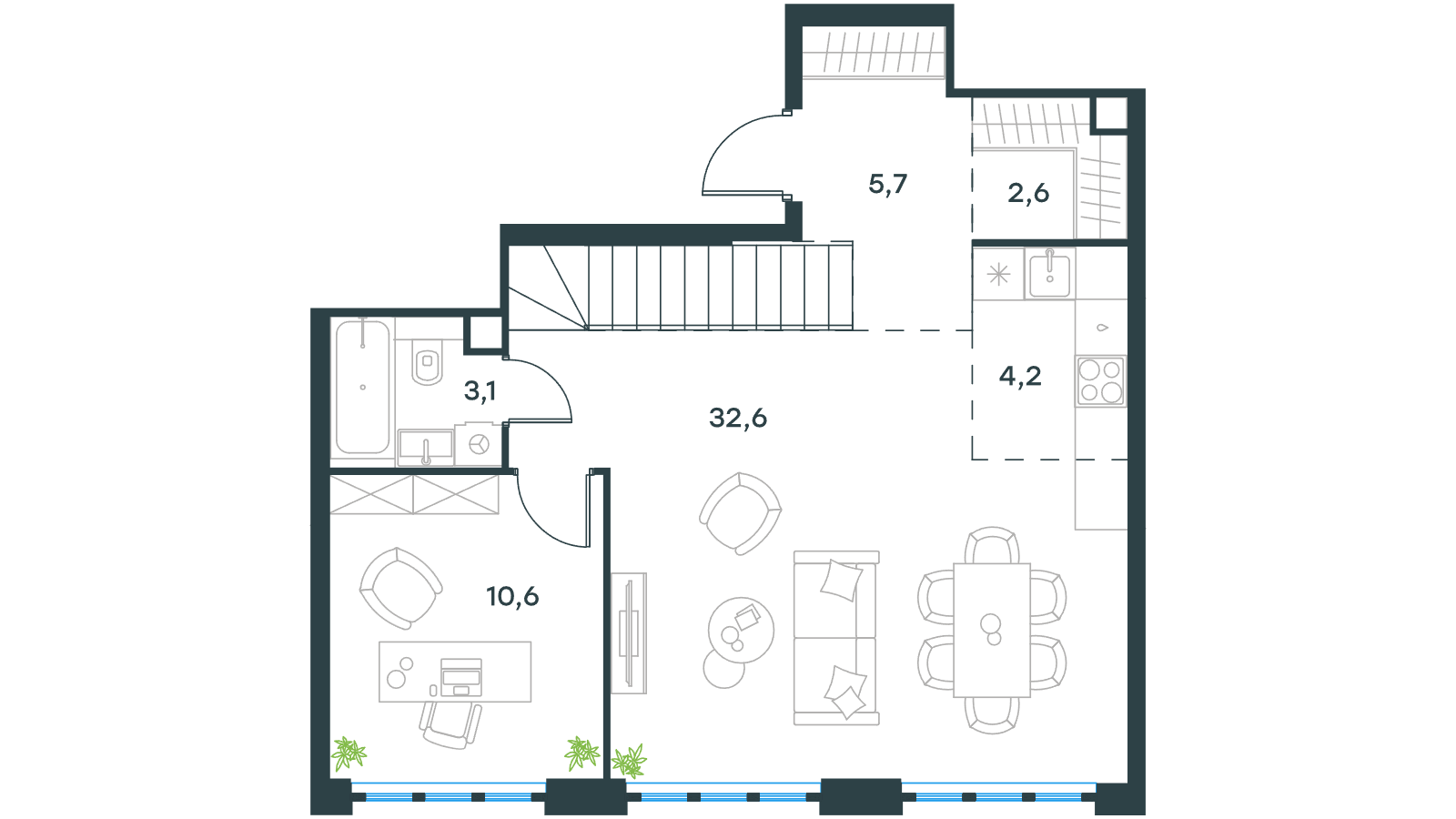 Официальная схема Левел Южнопортовая, 113,8 м²