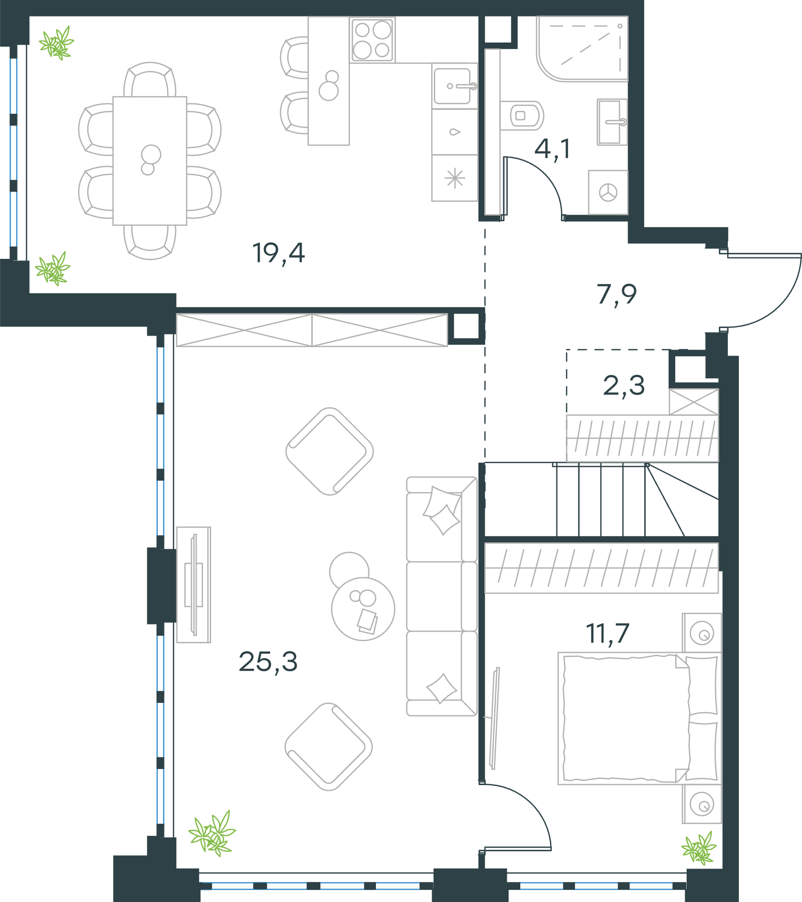 Официальная схема Левел Южнопортовая, 113,8 м²