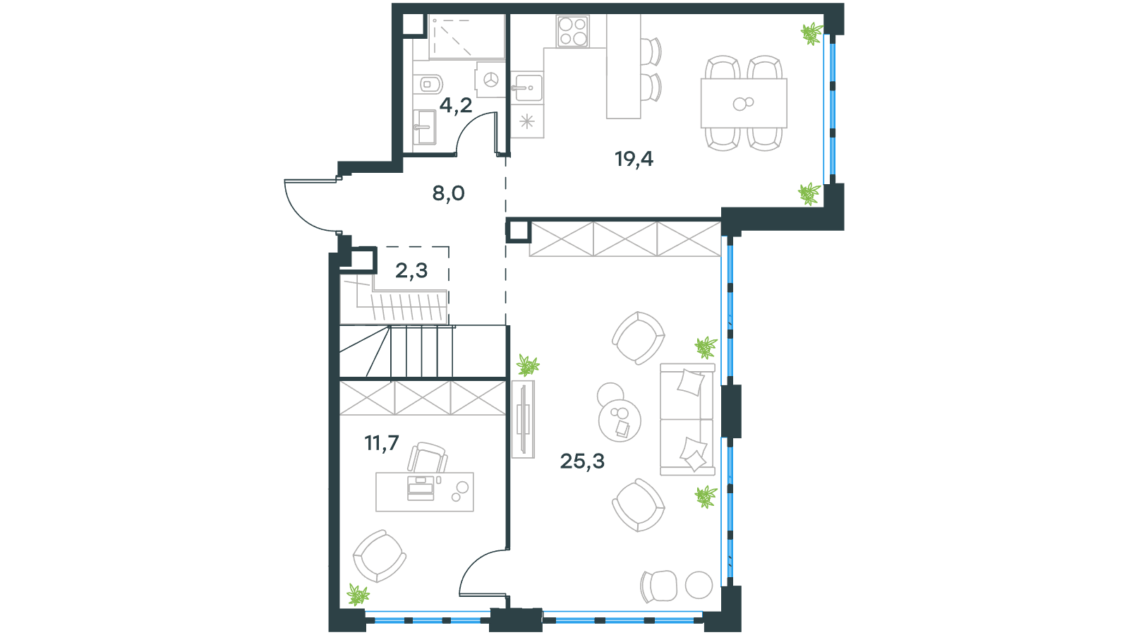 Официальная схема Левел Южнопортовая, 120,6 м²
