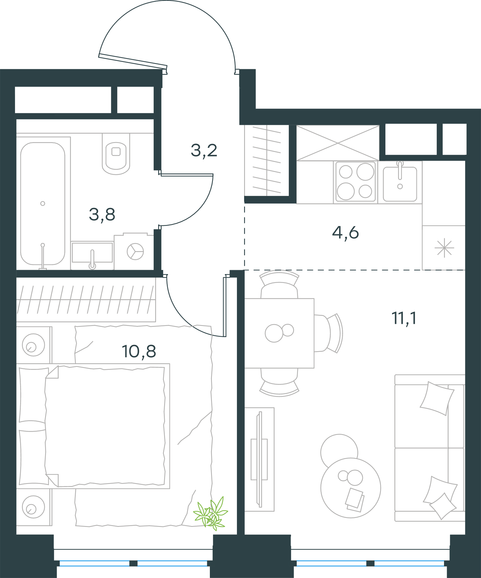 Официальная схема Левел Звенигородская, 33,5 м²