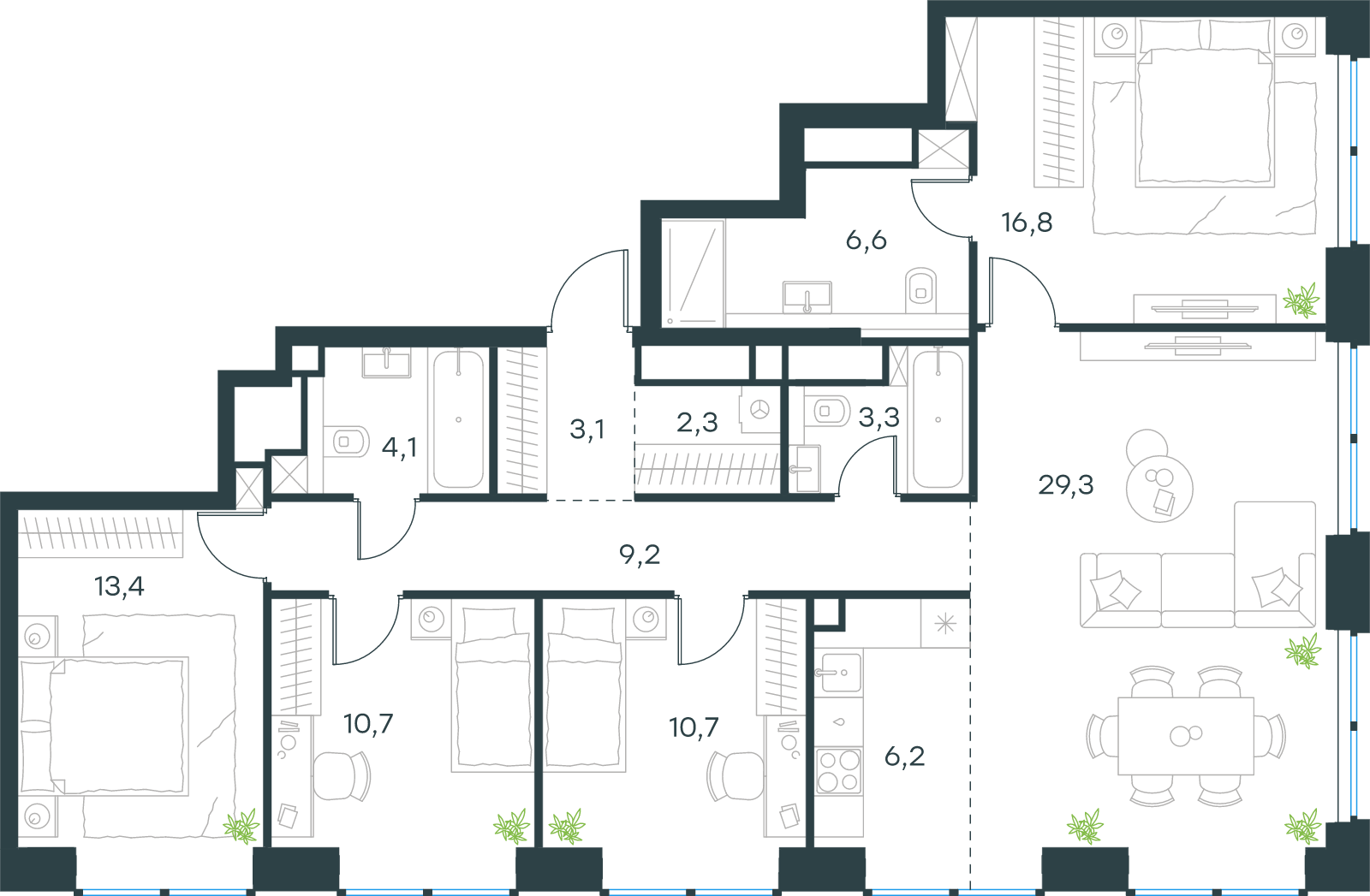 Официальная схема Левел Звенигородская, 115,7 м²