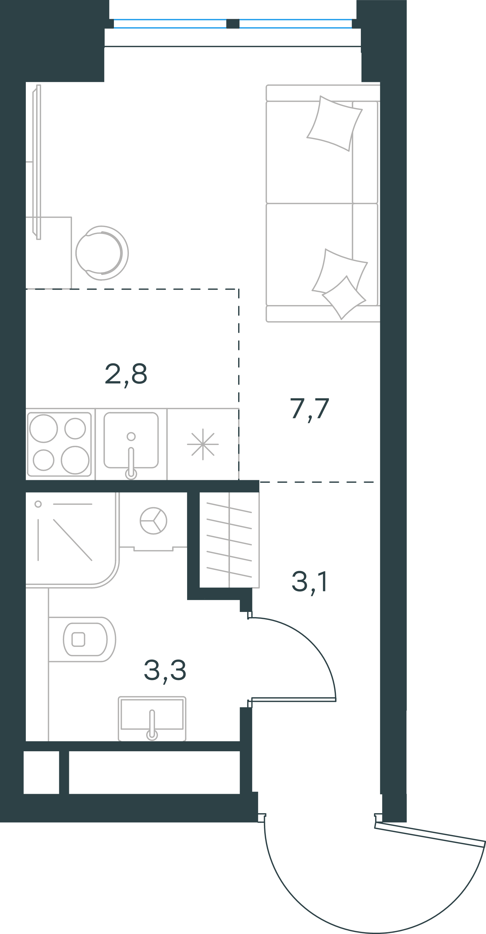 Официальная схема Левел Звенигородская, 16,9 м²