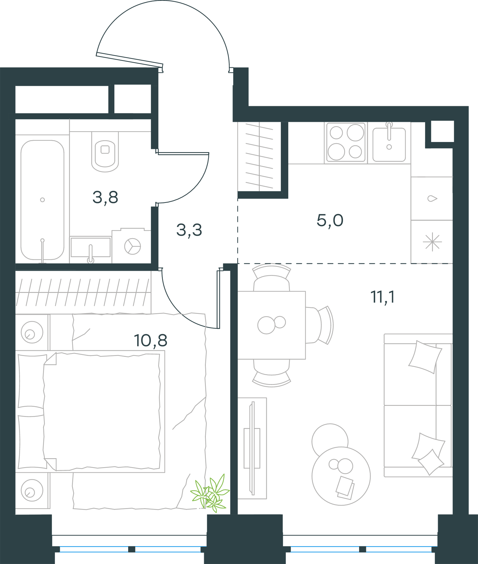 Официальная схема Левел Звенигородская, 34 м²