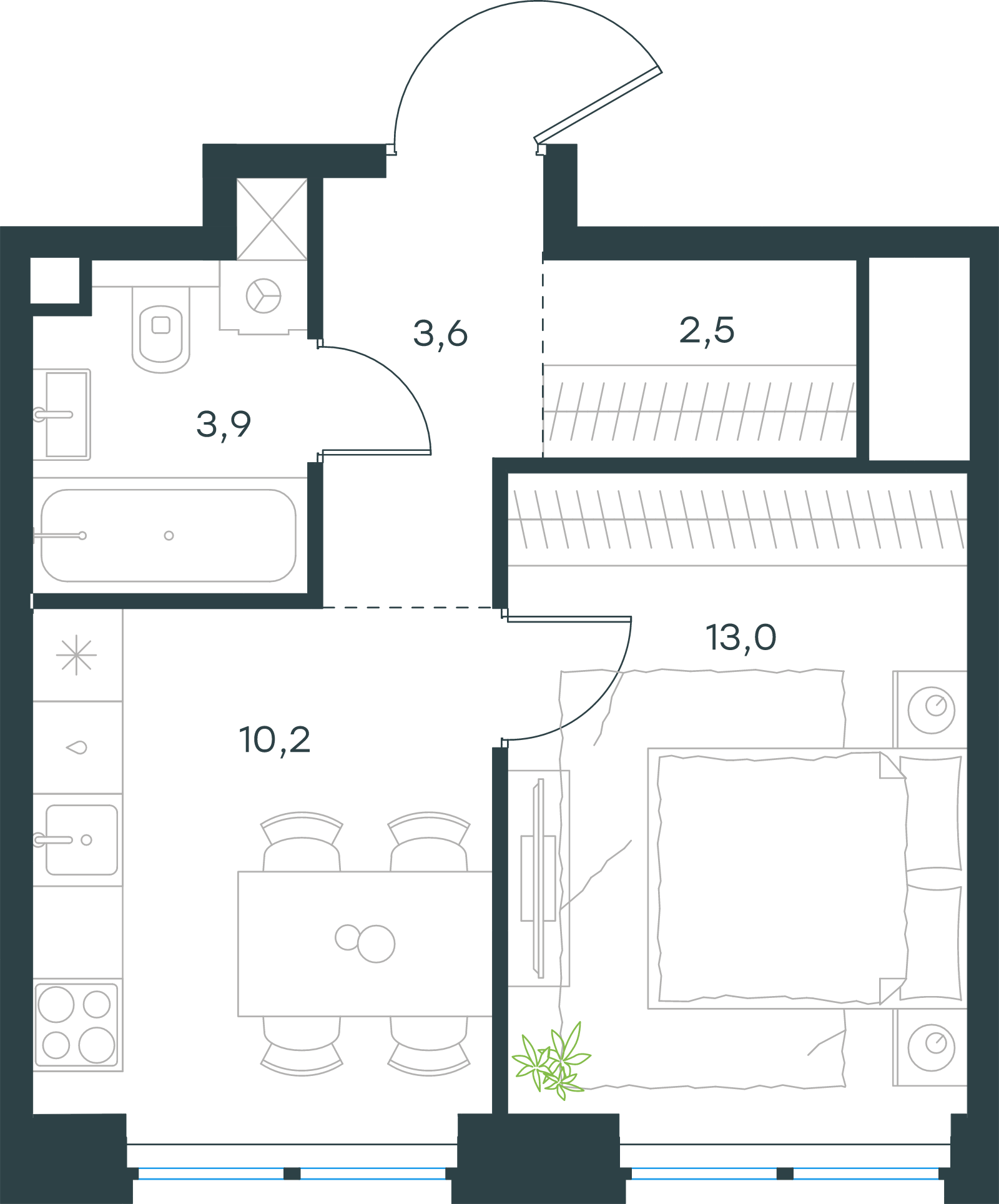 Официальная схема Левел Звенигородская, 33,2 м²