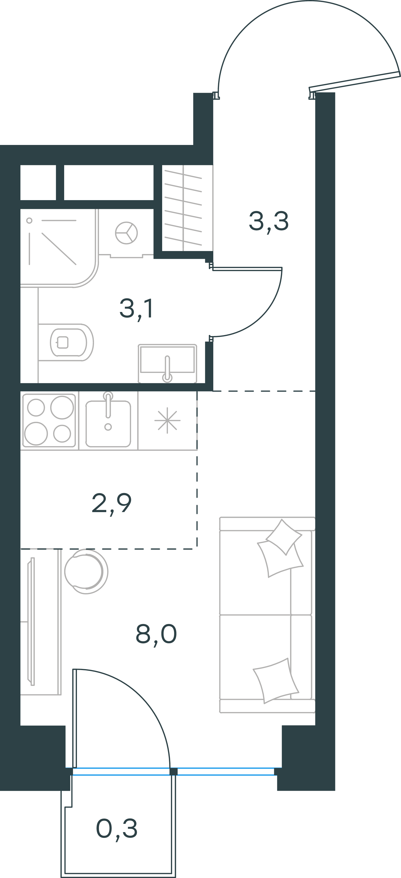 Официальная схема Левел Звенигородская, 17,6 м²