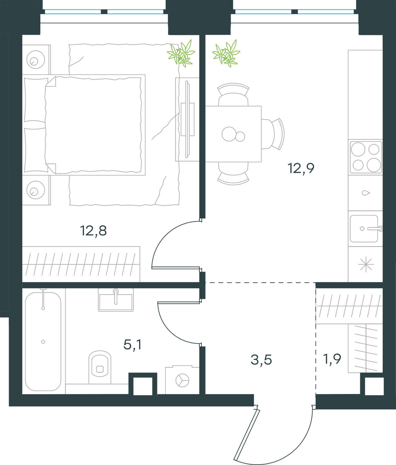 Официальная схема Левел Звенигородская, 36,2 м²