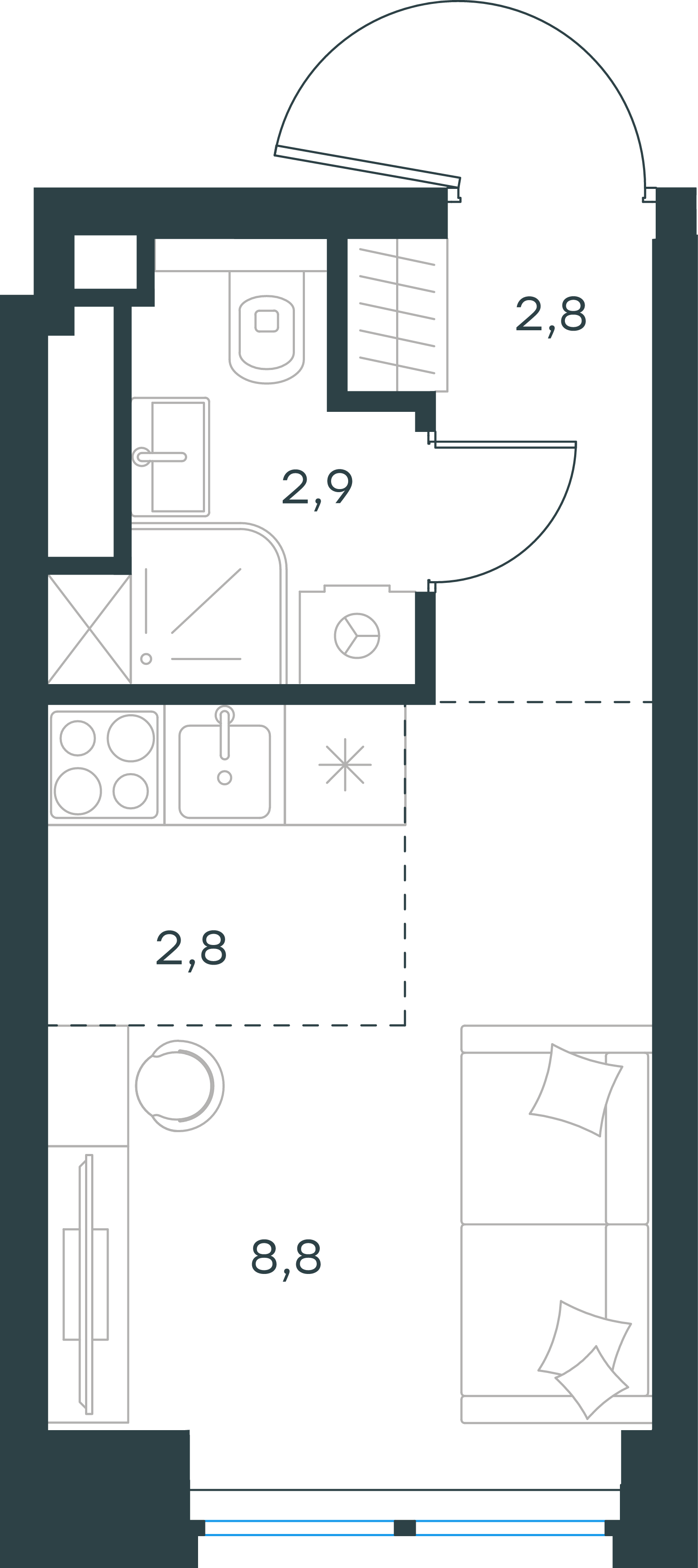Официальная схема Левел Звенигородская, 17,3 м²
