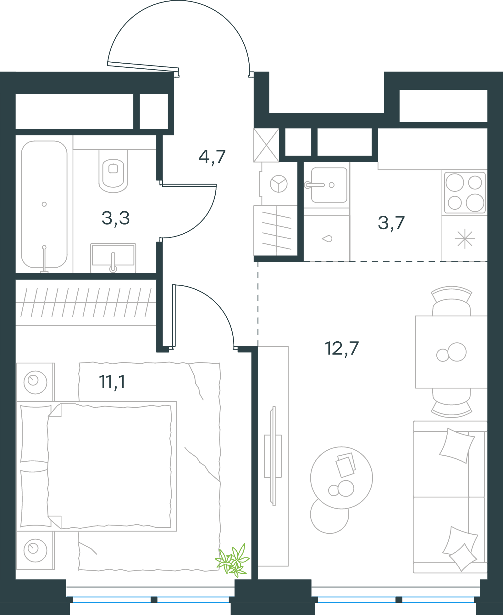 Официальная схема Левел Звенигородская, 35,5 м²