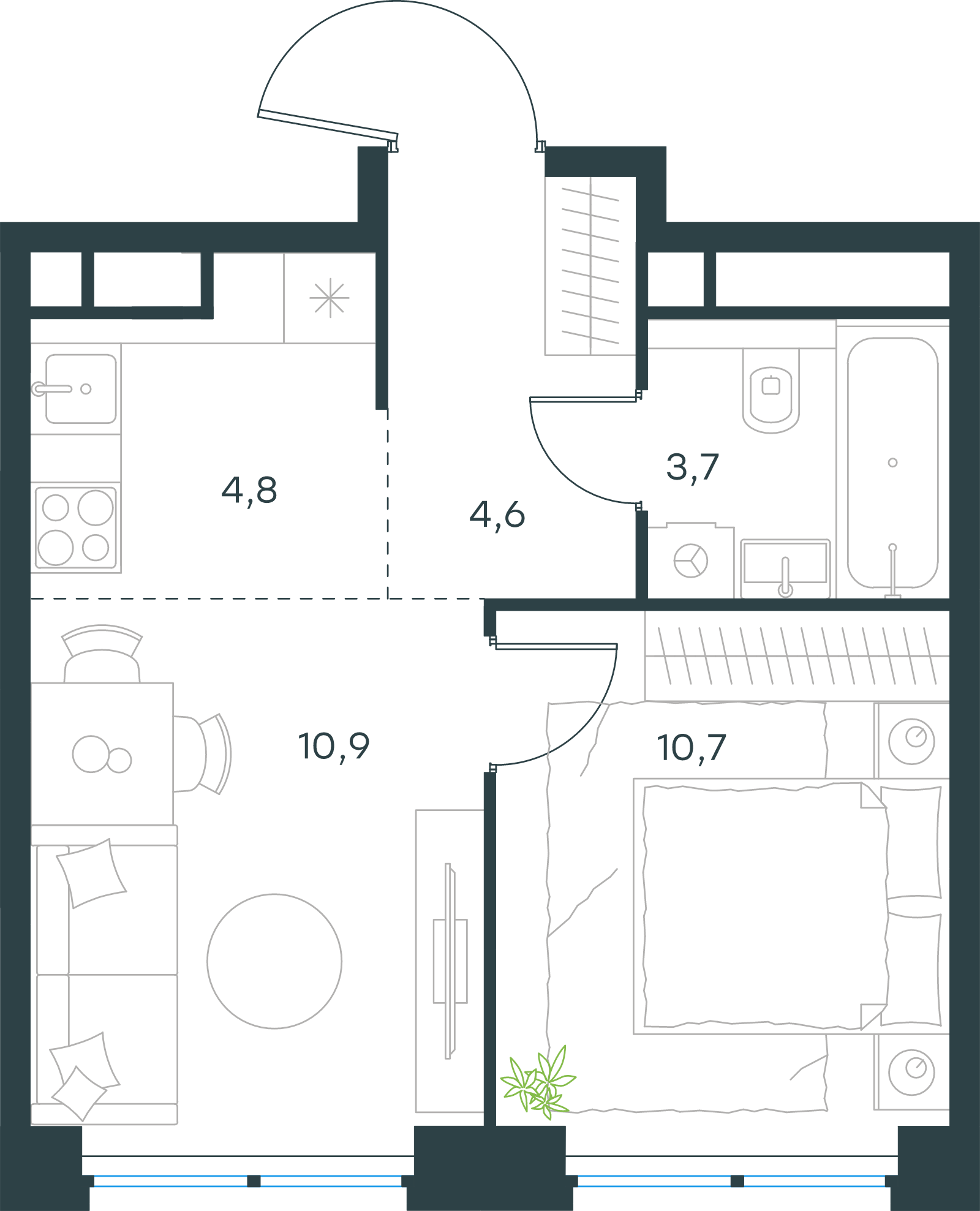 Официальная схема Левел Звенигородская, 34,7 м²