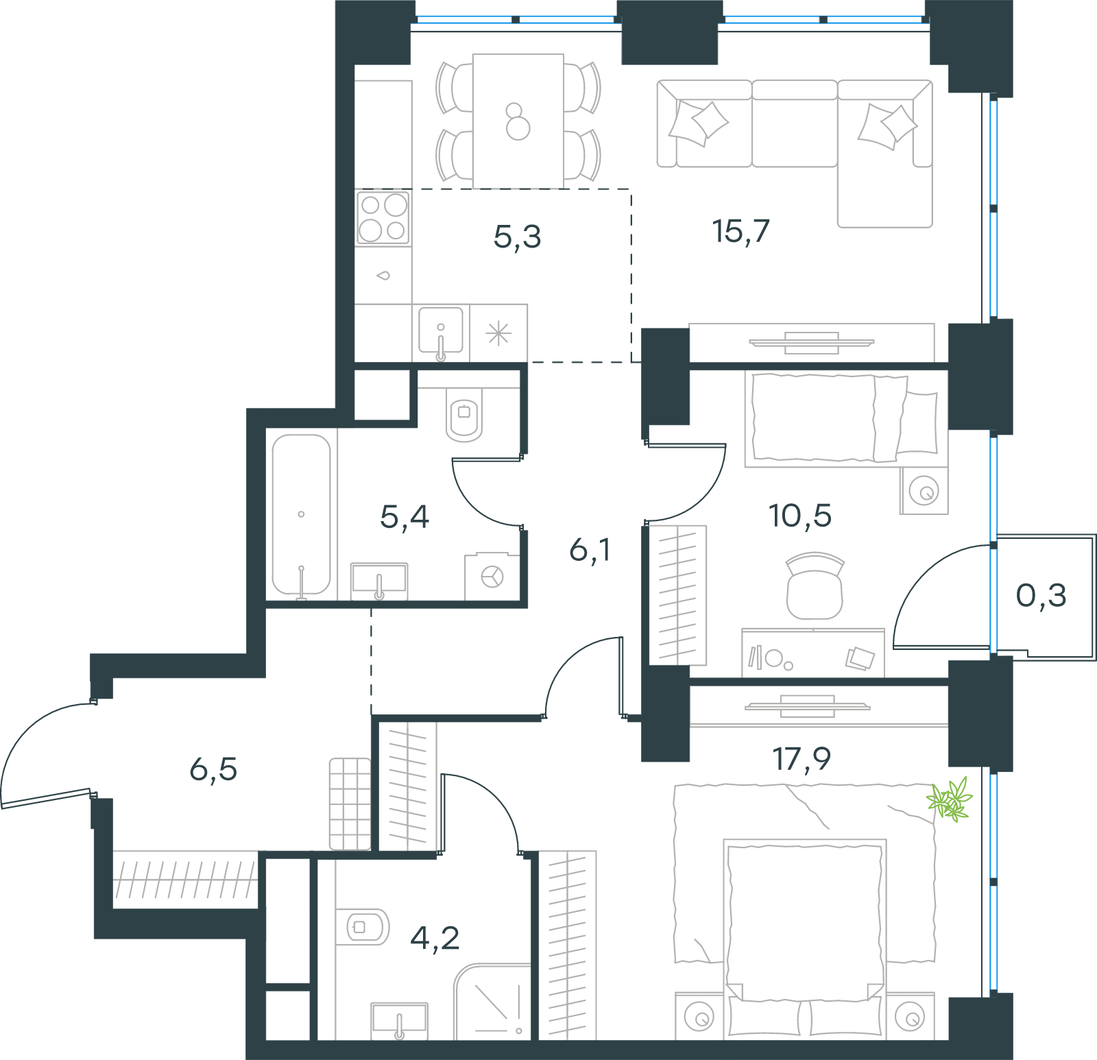 Официальная схема Левел Звенигородская, 71,9 м²