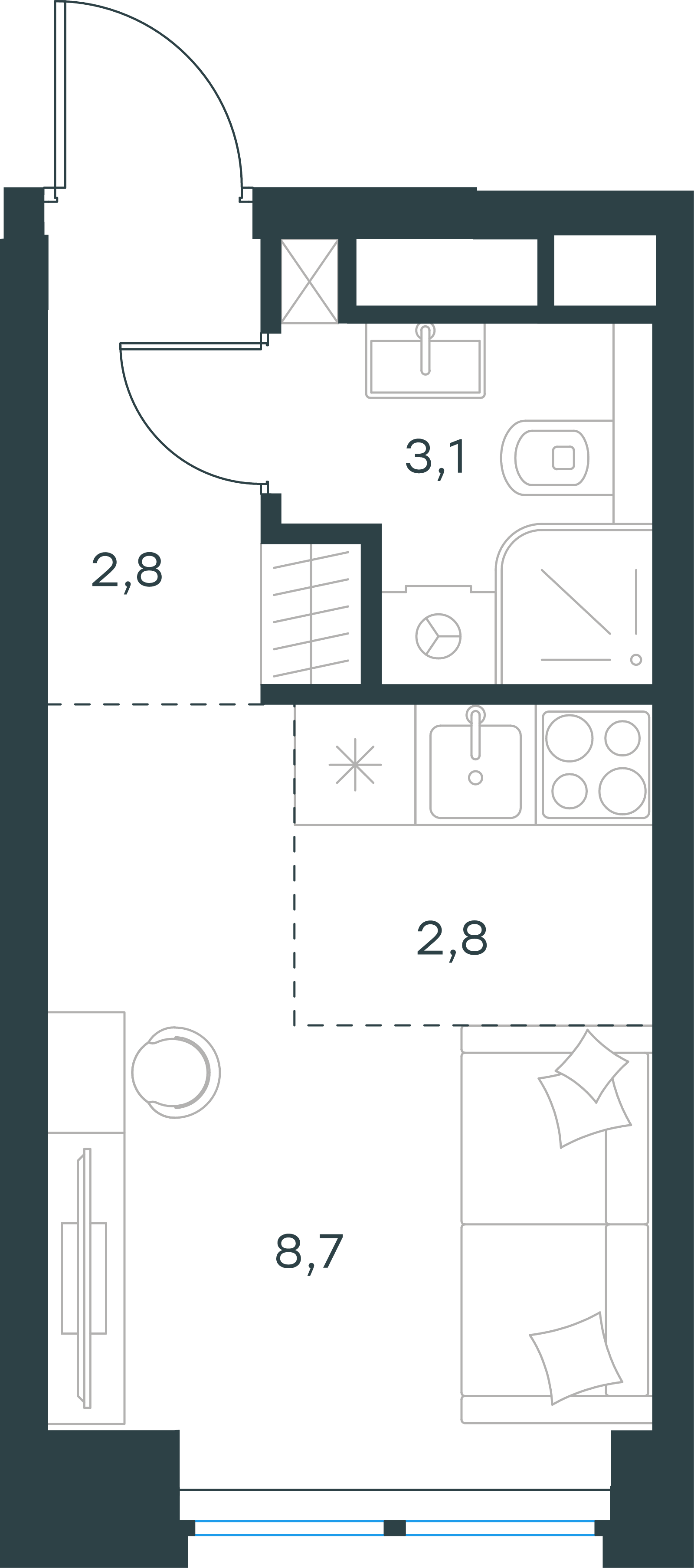 Официальная схема Левел Звенигородская, 17,4 м²