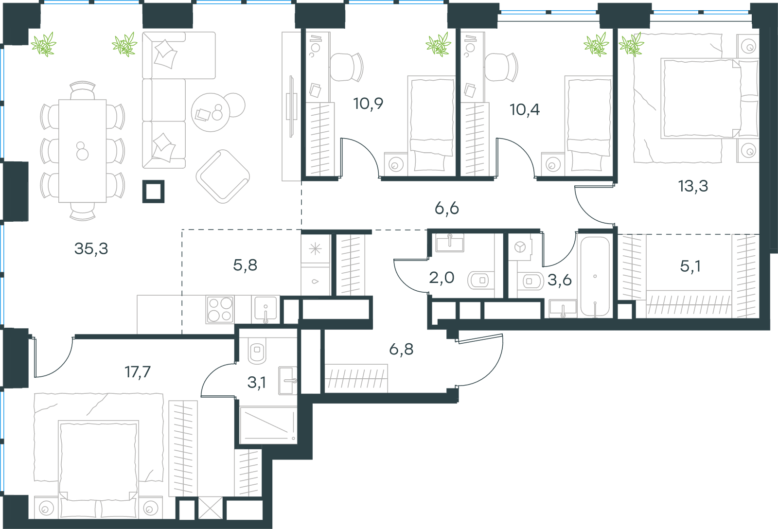Официальная схема Левел Звенигородская, 120,5 м²