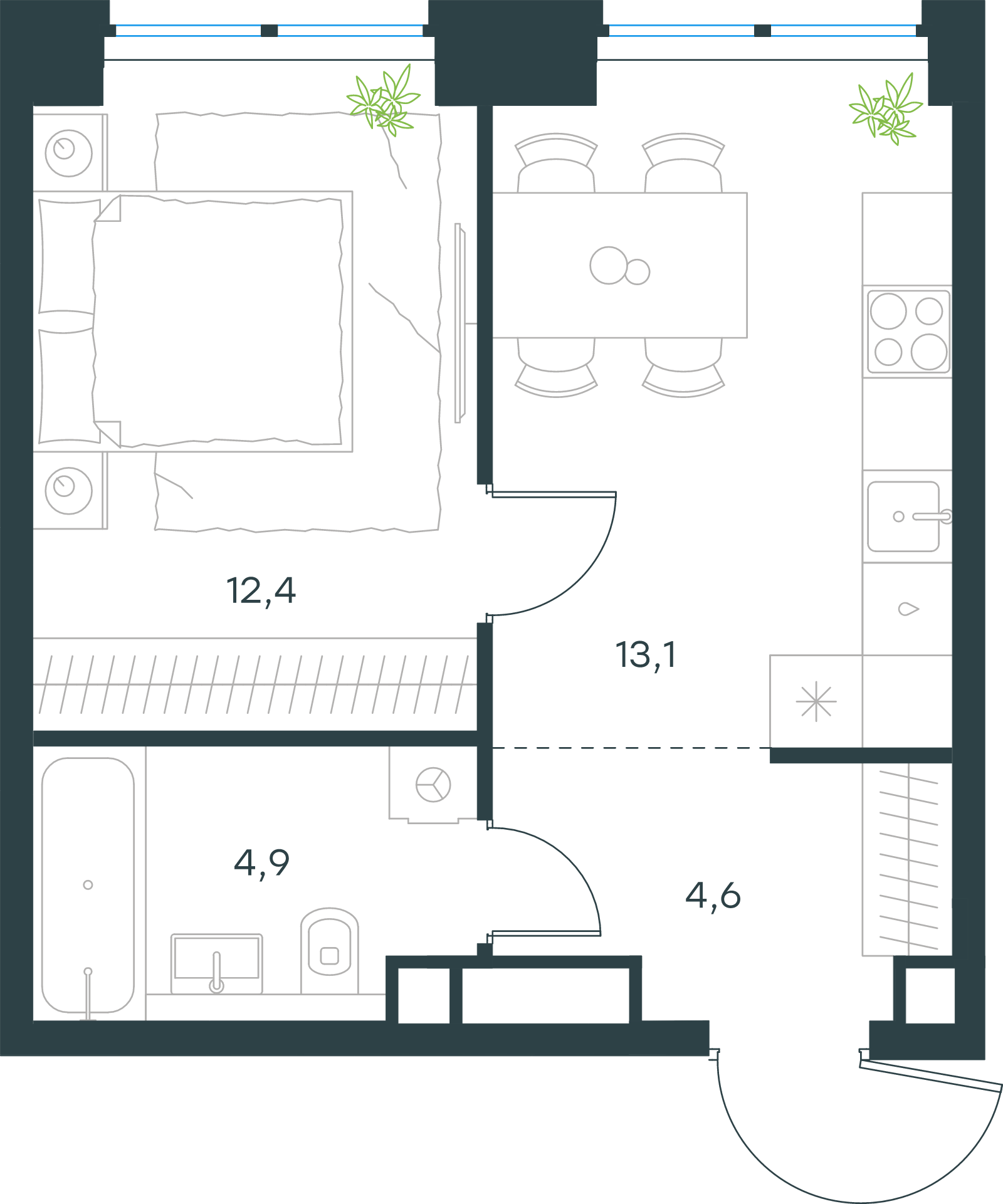 Официальная схема Левел Звенигородская, 35 м²