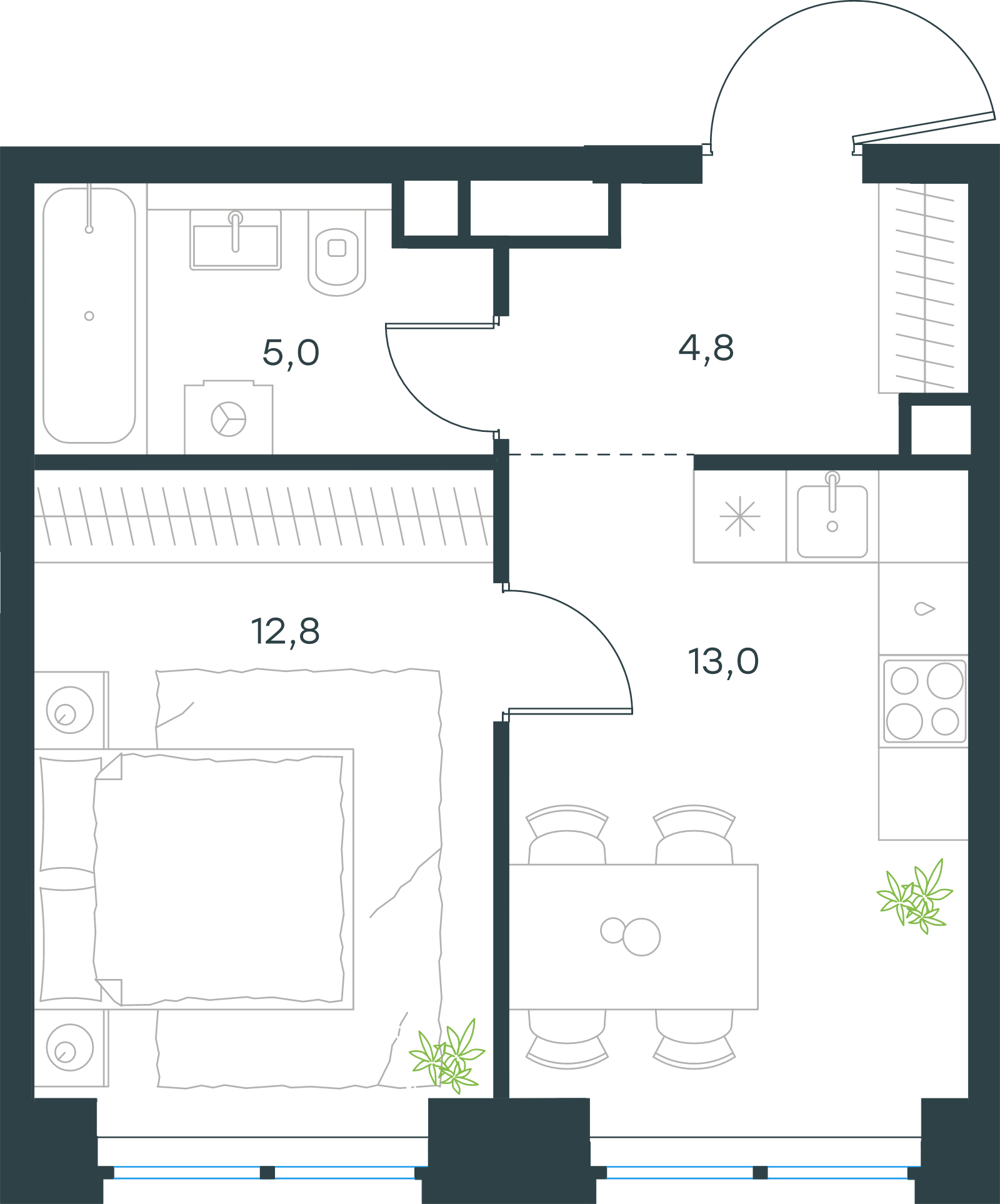 Официальная схема Левел Звенигородская, 35,6 м²