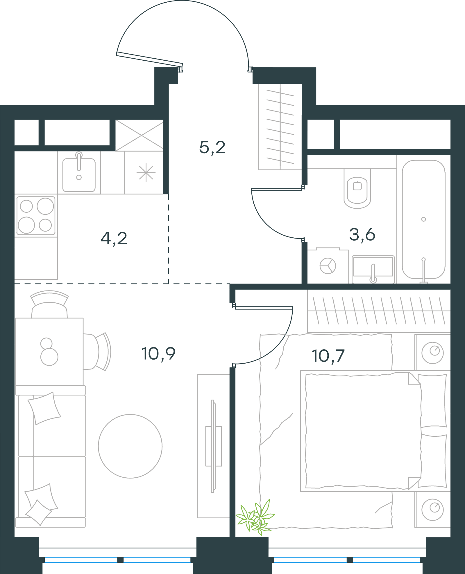 Официальная схема Левел Звенигородская, 34,6 м²