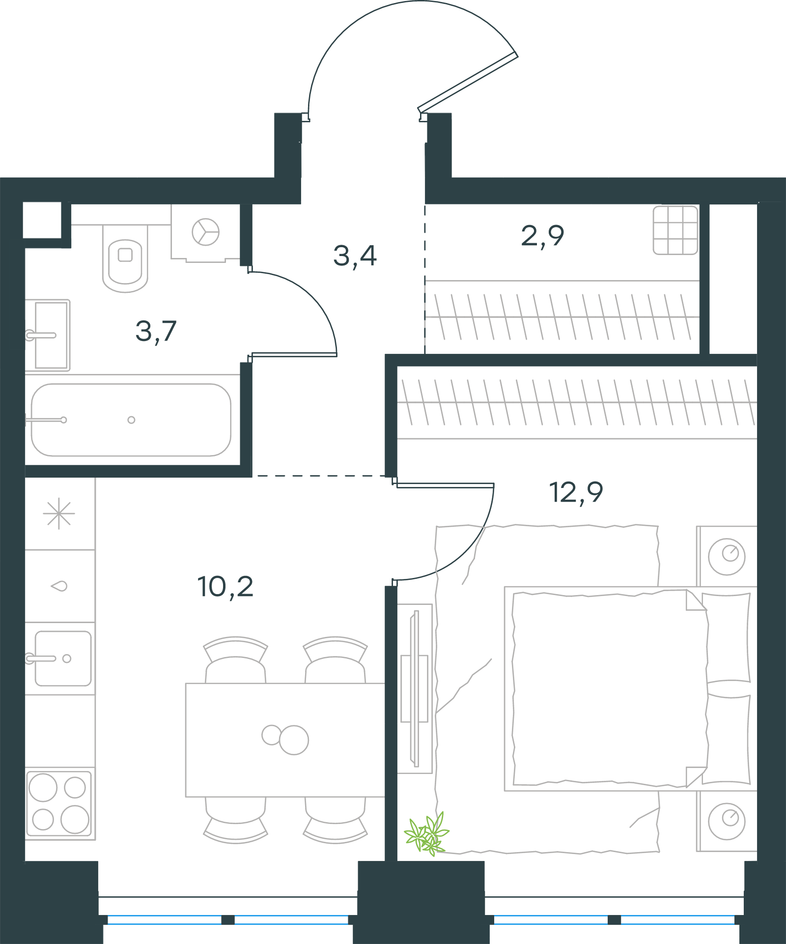 Официальная схема Левел Звенигородская, 33,1 м²