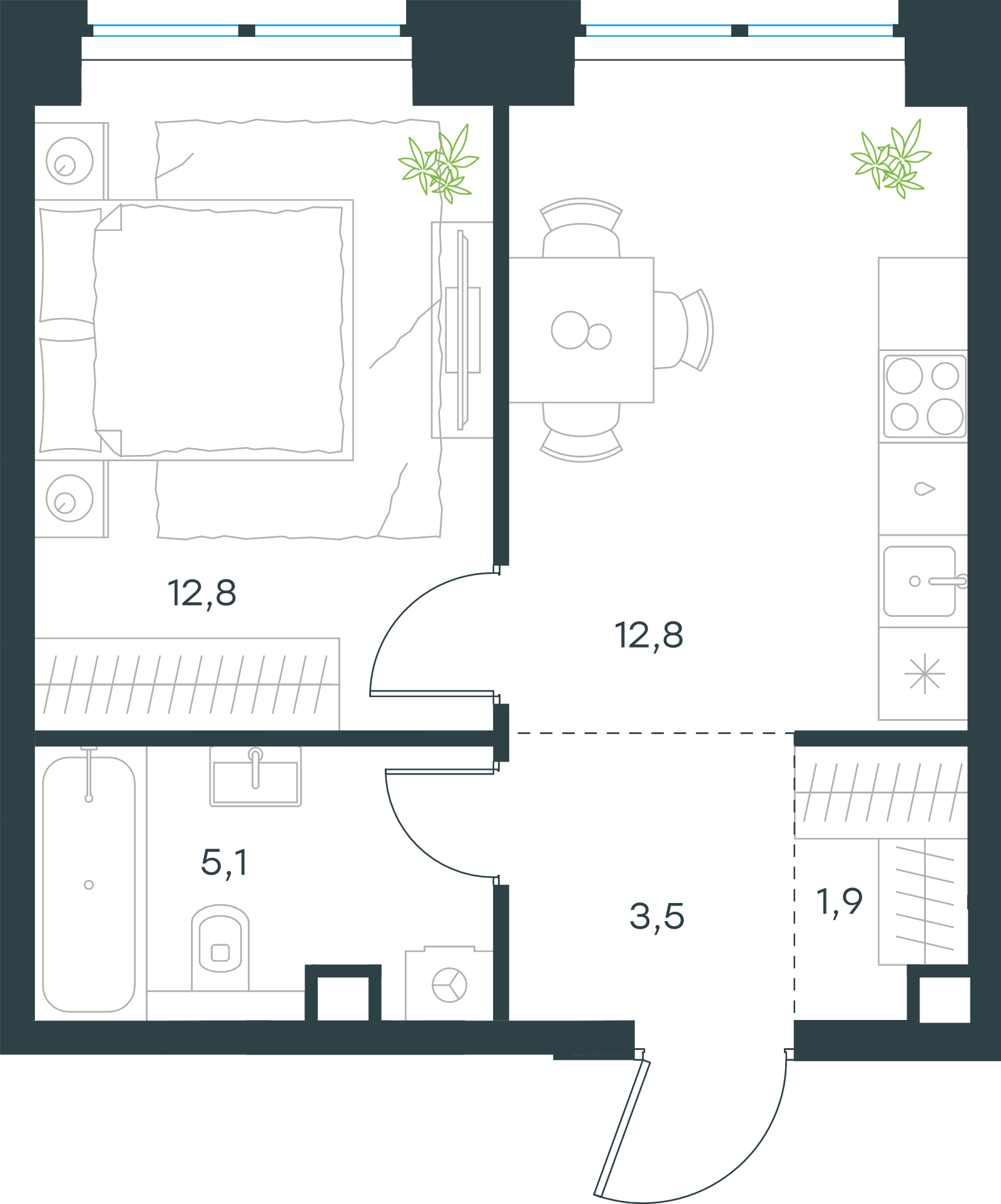 Официальная схема Левел Звенигородская, 36,1 м²