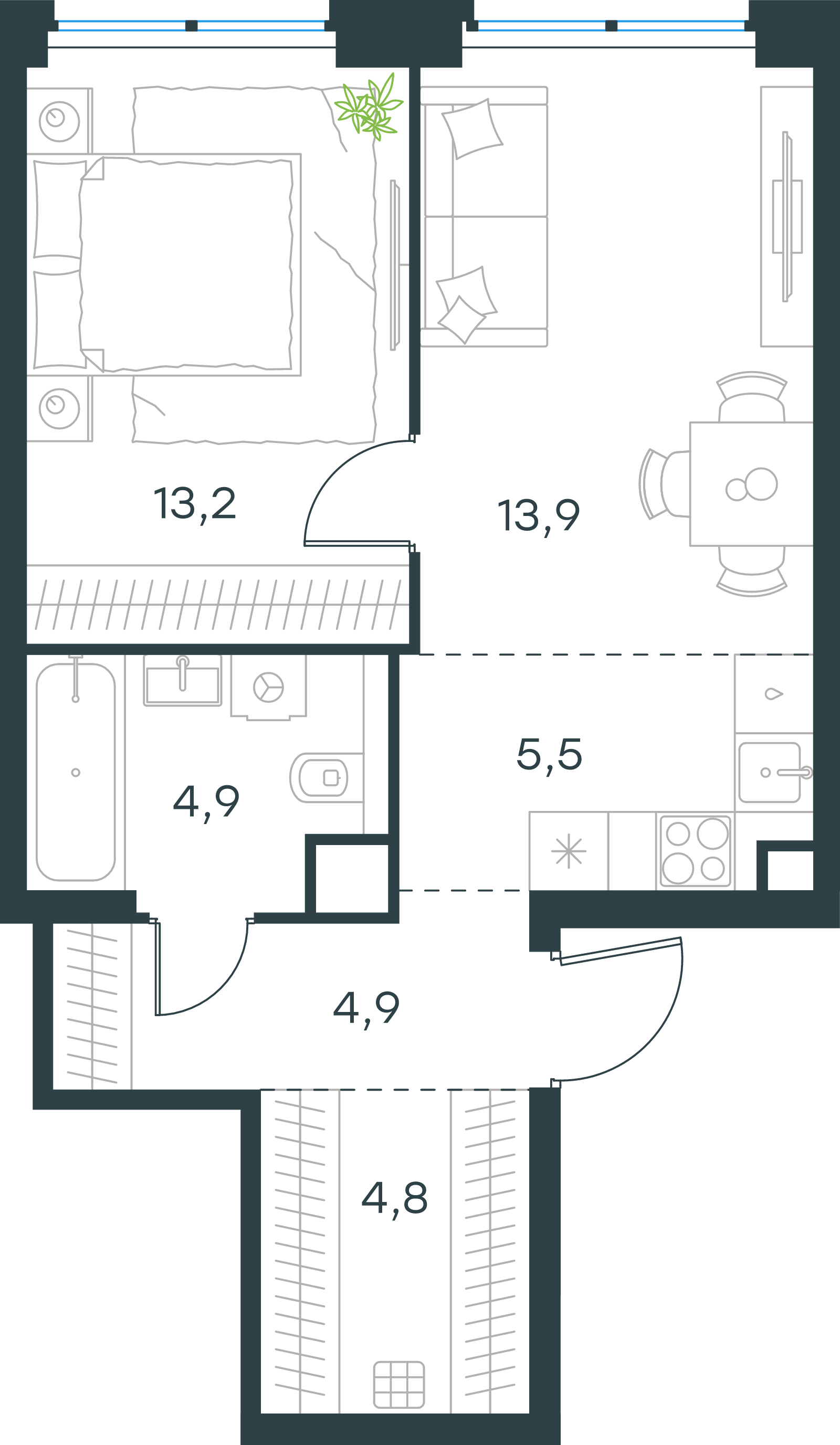Официальная схема Левел Звенигородская, 47,2 м²