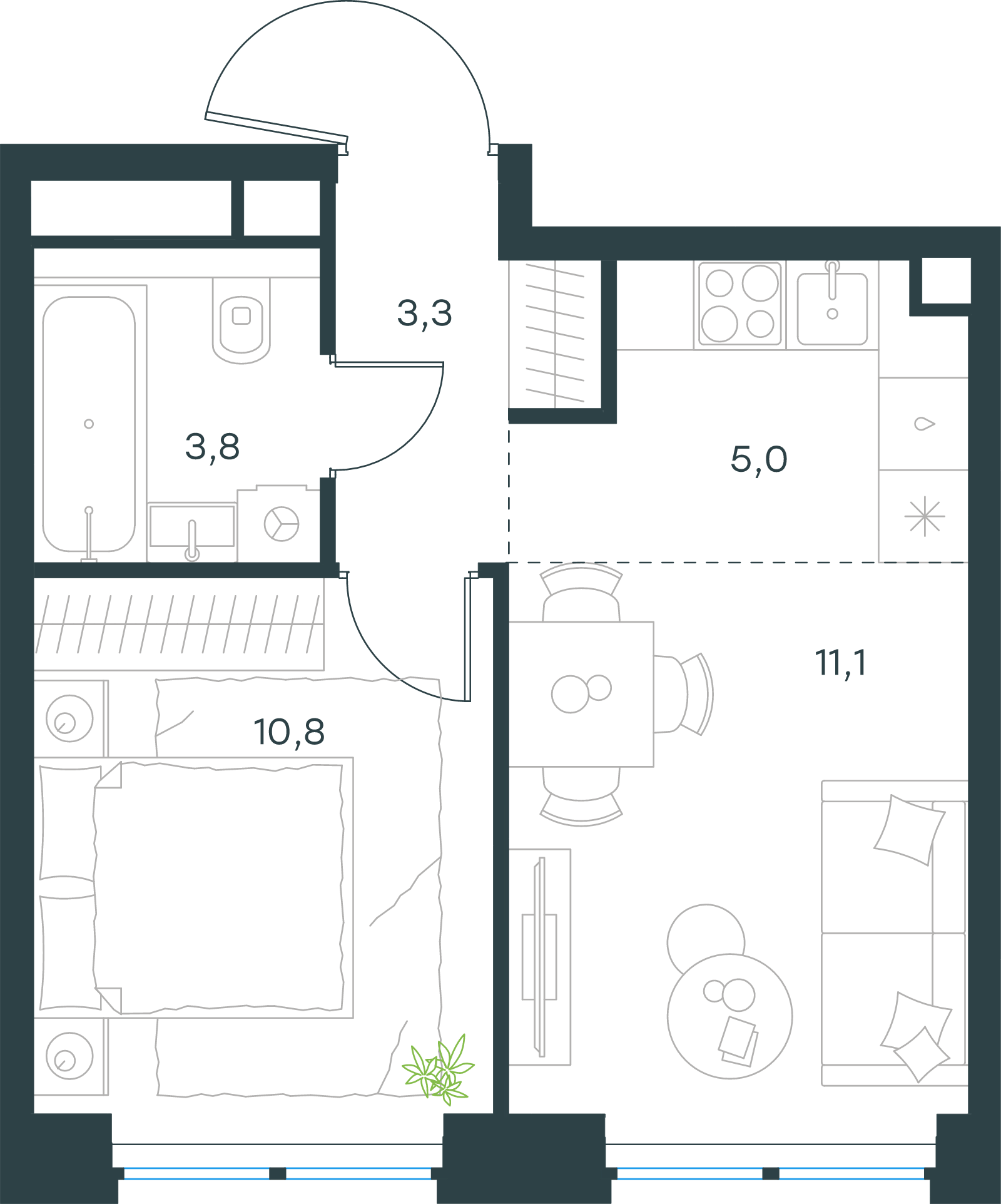 Официальная схема Левел Звенигородская, 34 м²