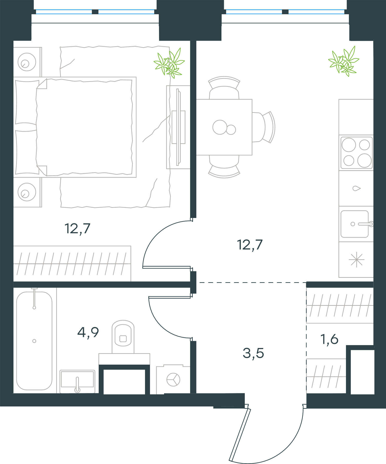 Официальная схема Левел Звенигородская, 35,4 м²