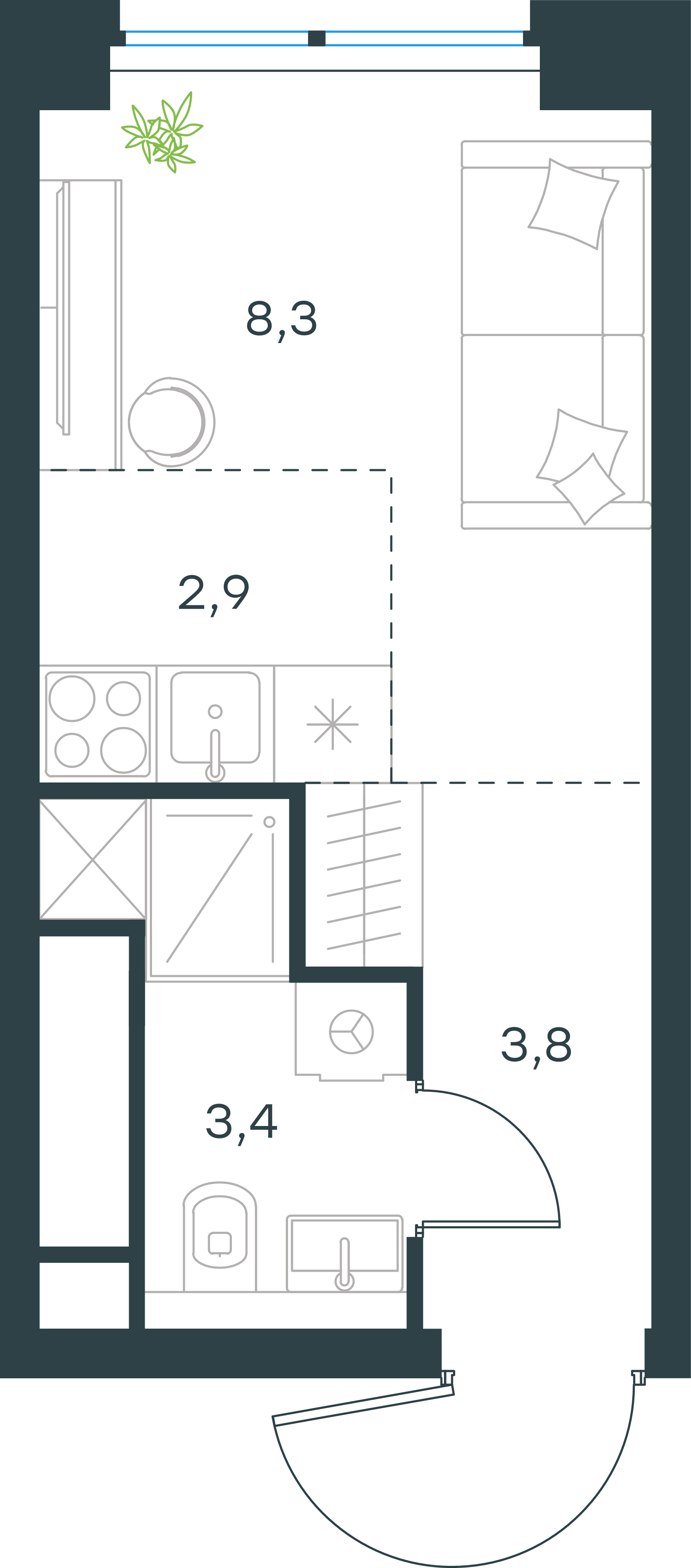 Официальная схема Левел Звенигородская, 18,4 м²