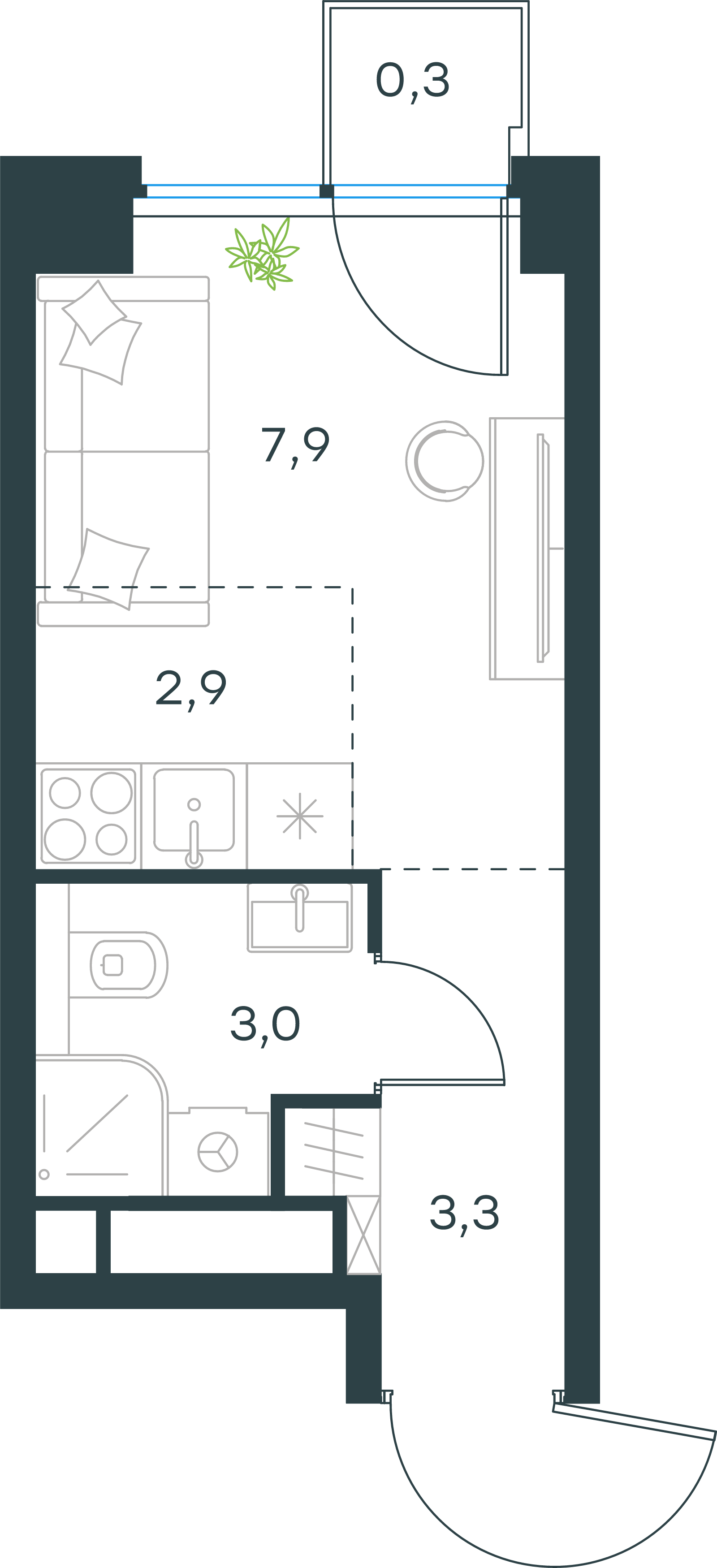 Официальная схема Левел Звенигородская, 17,4 м²