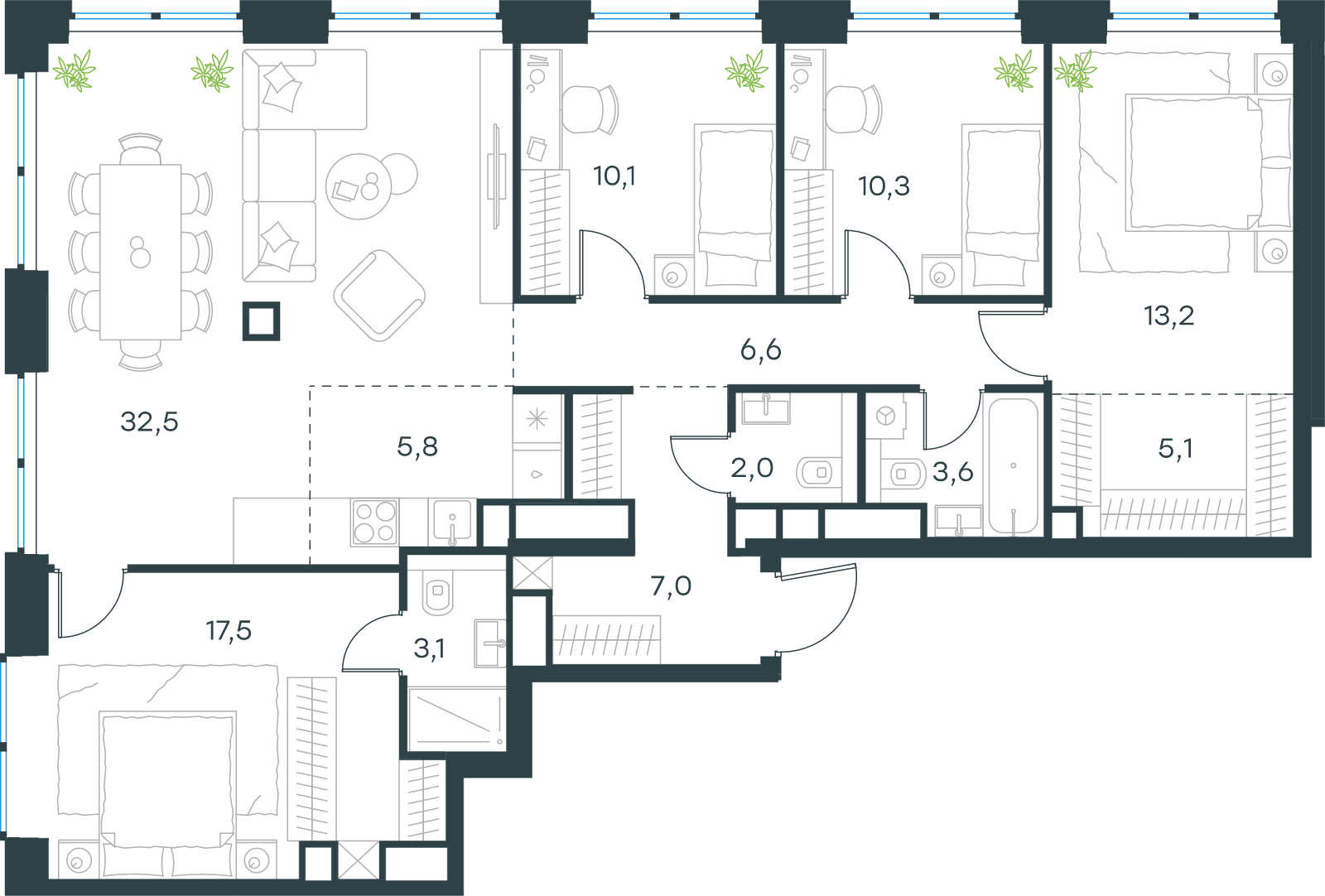 Официальная схема Левел Звенигородская, 116,8 м²