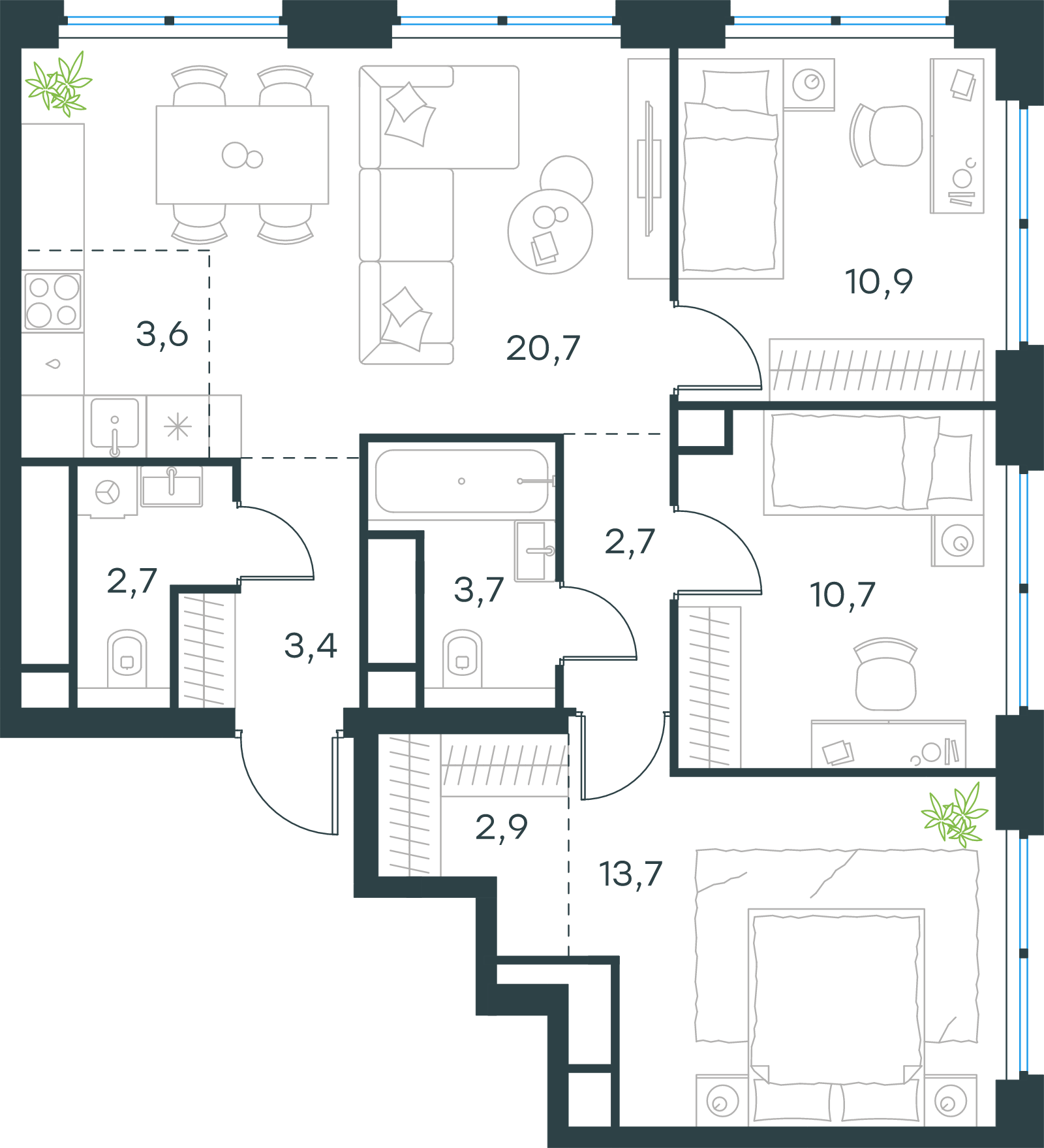 Официальная схема Левел Звенигородская, 75 м²