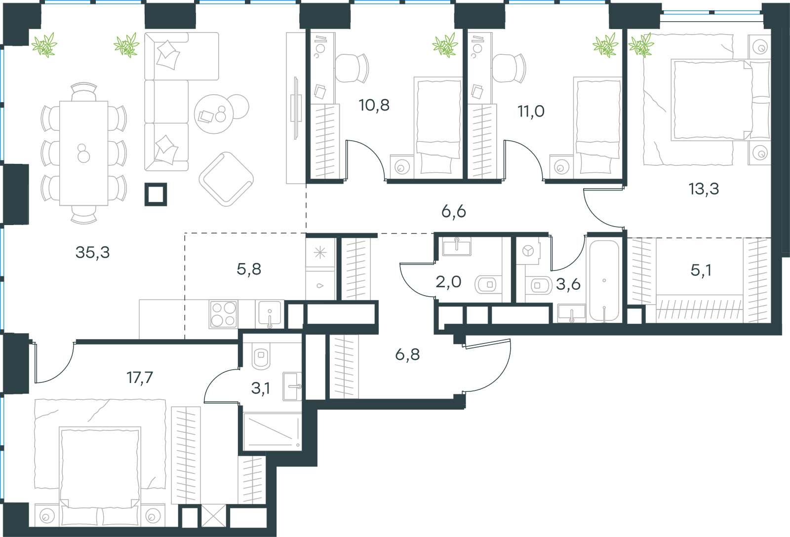 Официальная схема Левел Звенигородская, 121,1 м²