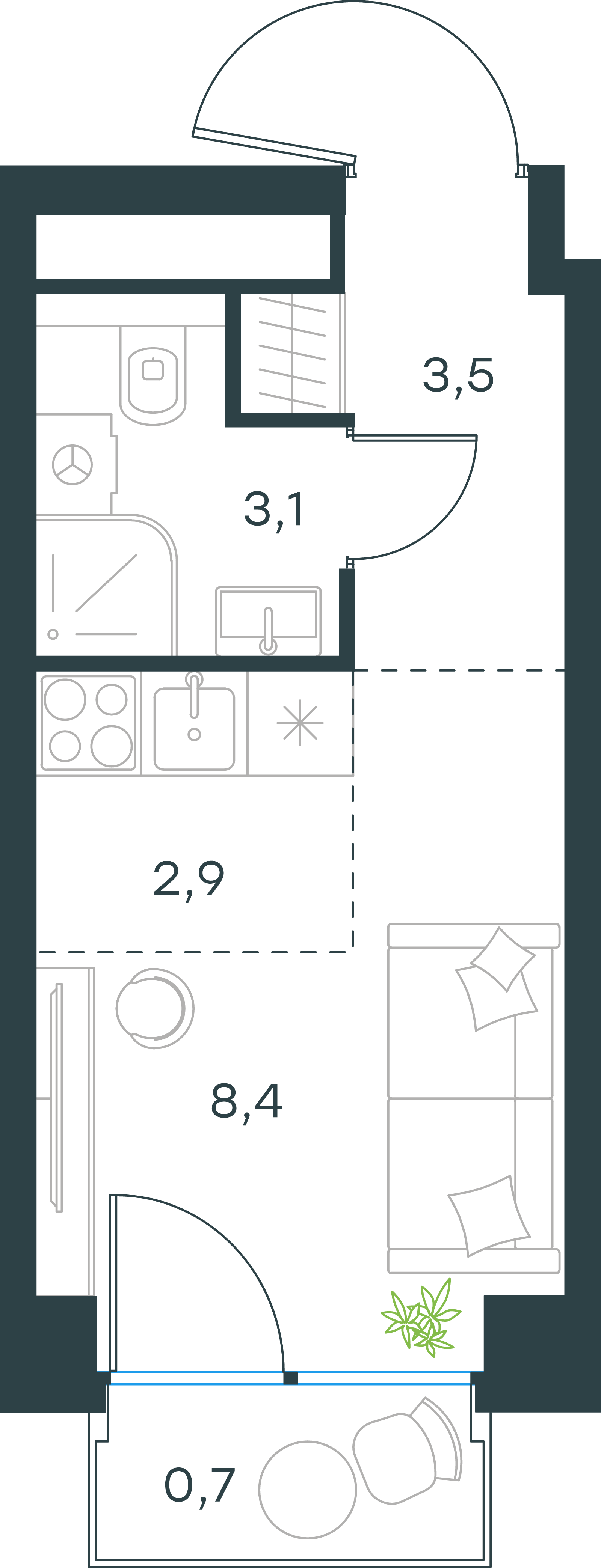 Официальная схема Левел Звенигородская, 18,6 м²