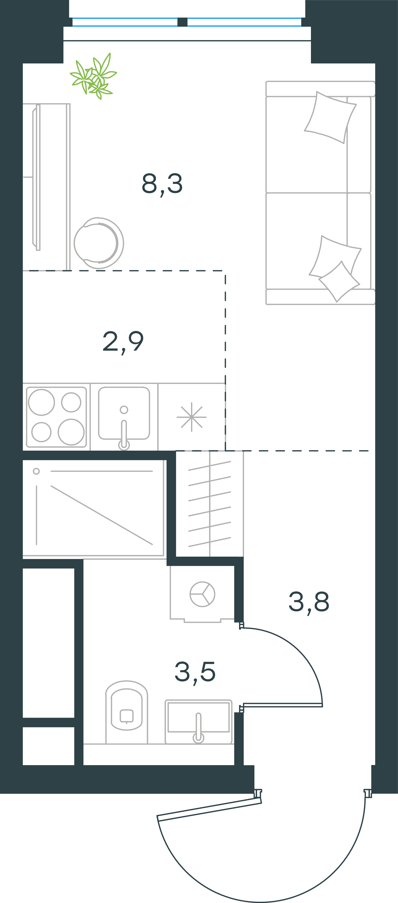 Официальная схема Левел Звенигородская, 18,5 м²