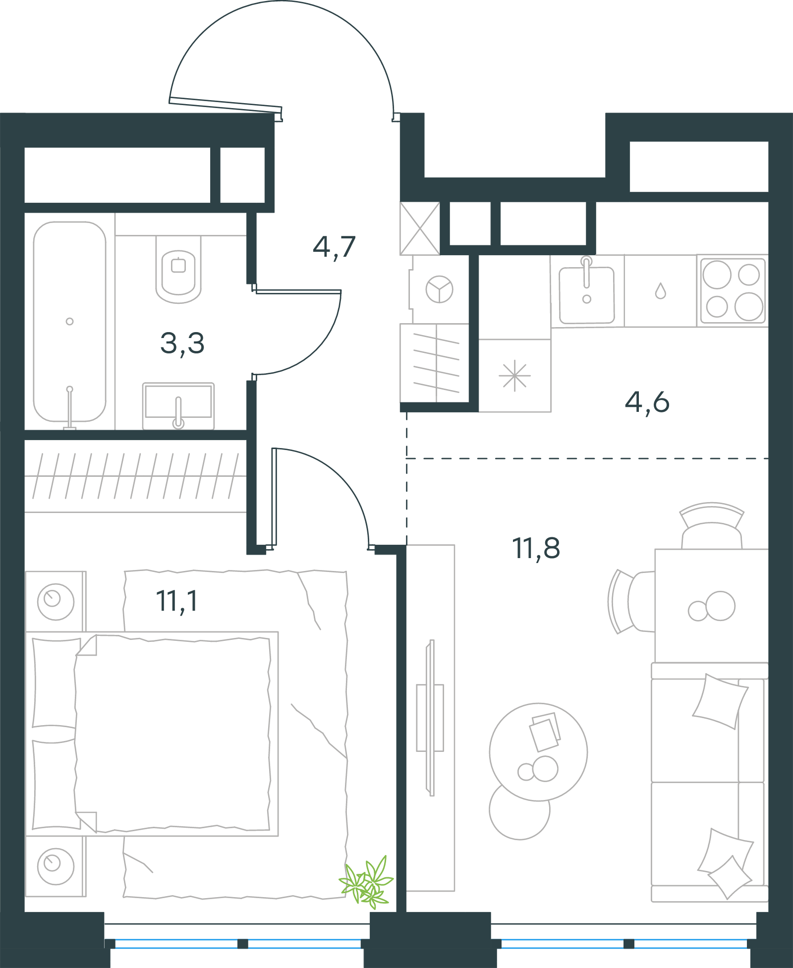Официальная схема Левел Звенигородская, 35,5 м²