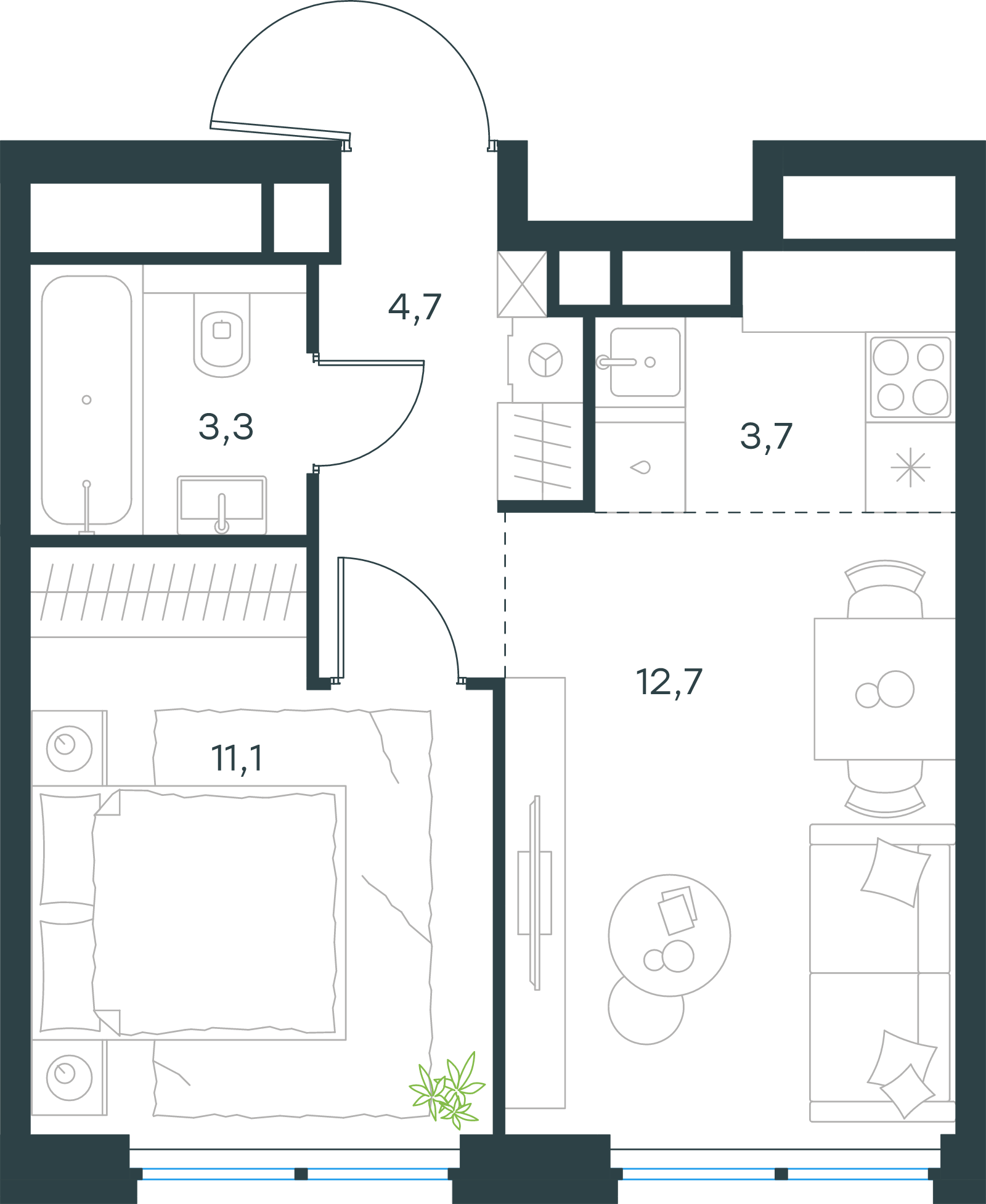 Официальная схема Левел Звенигородская, 35,5 м²
