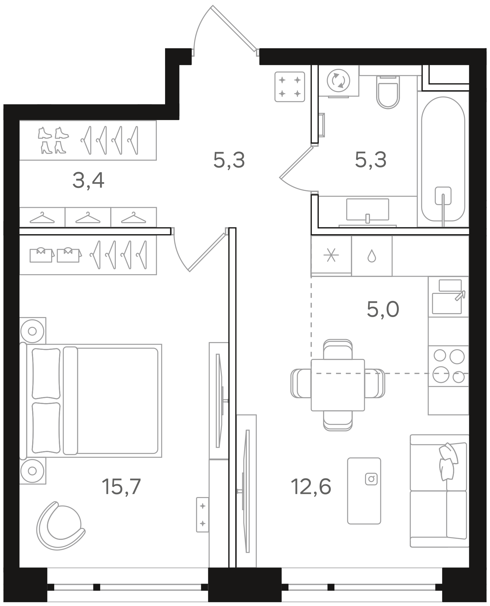 Официальная схема Мангазея на Речном, 47,3 м²