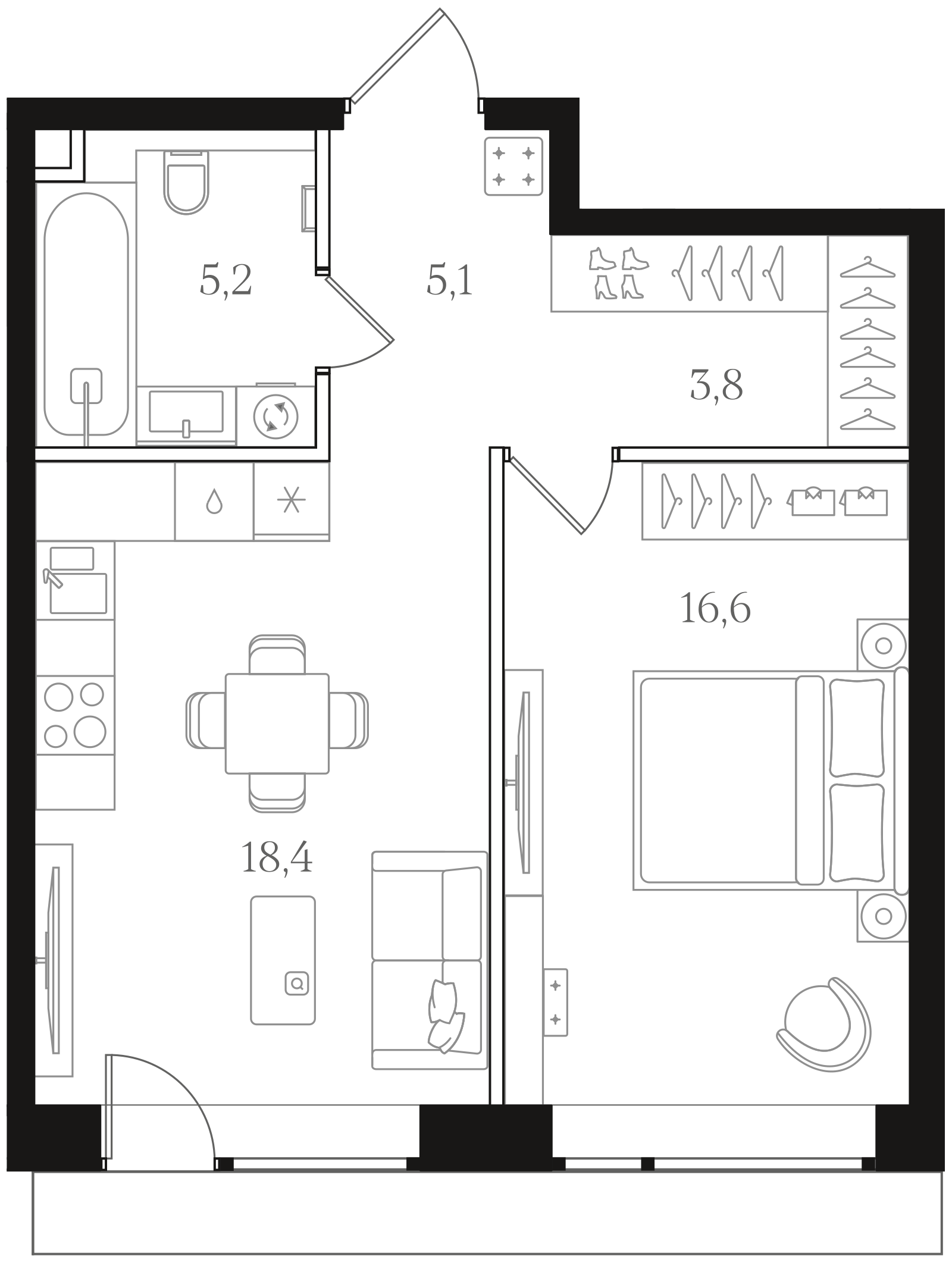 Официальная схема Мангазея на Речном, 49,1 м²
