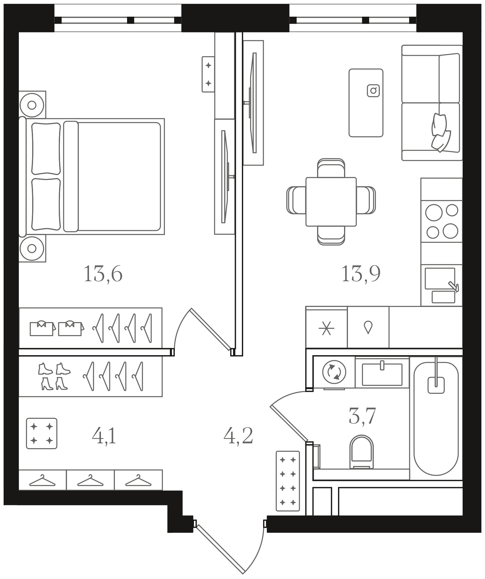 Официальная схема Мангазея на Речном, 39,5 м²