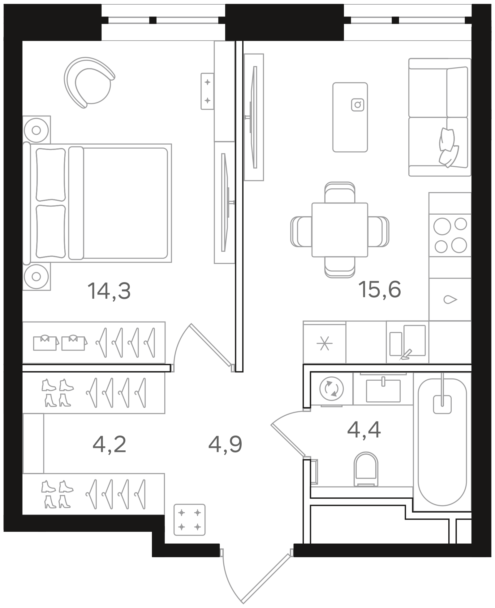 Официальная схема Мангазея на Речном, 43,4 м²