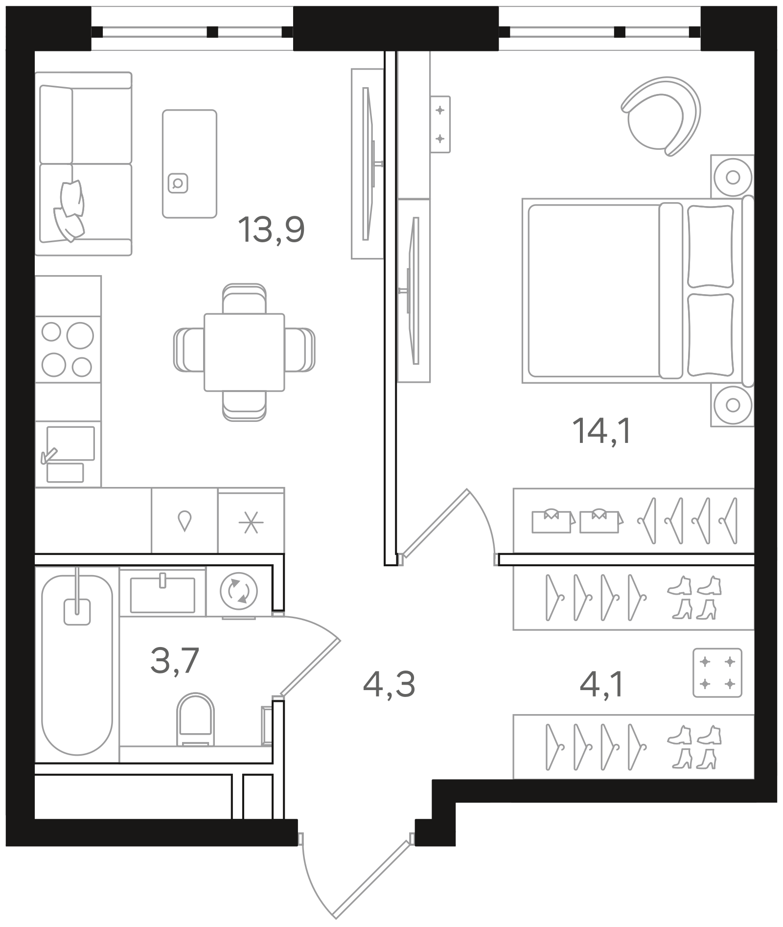 Официальная схема Мангазея на Речном, 40,1 м²