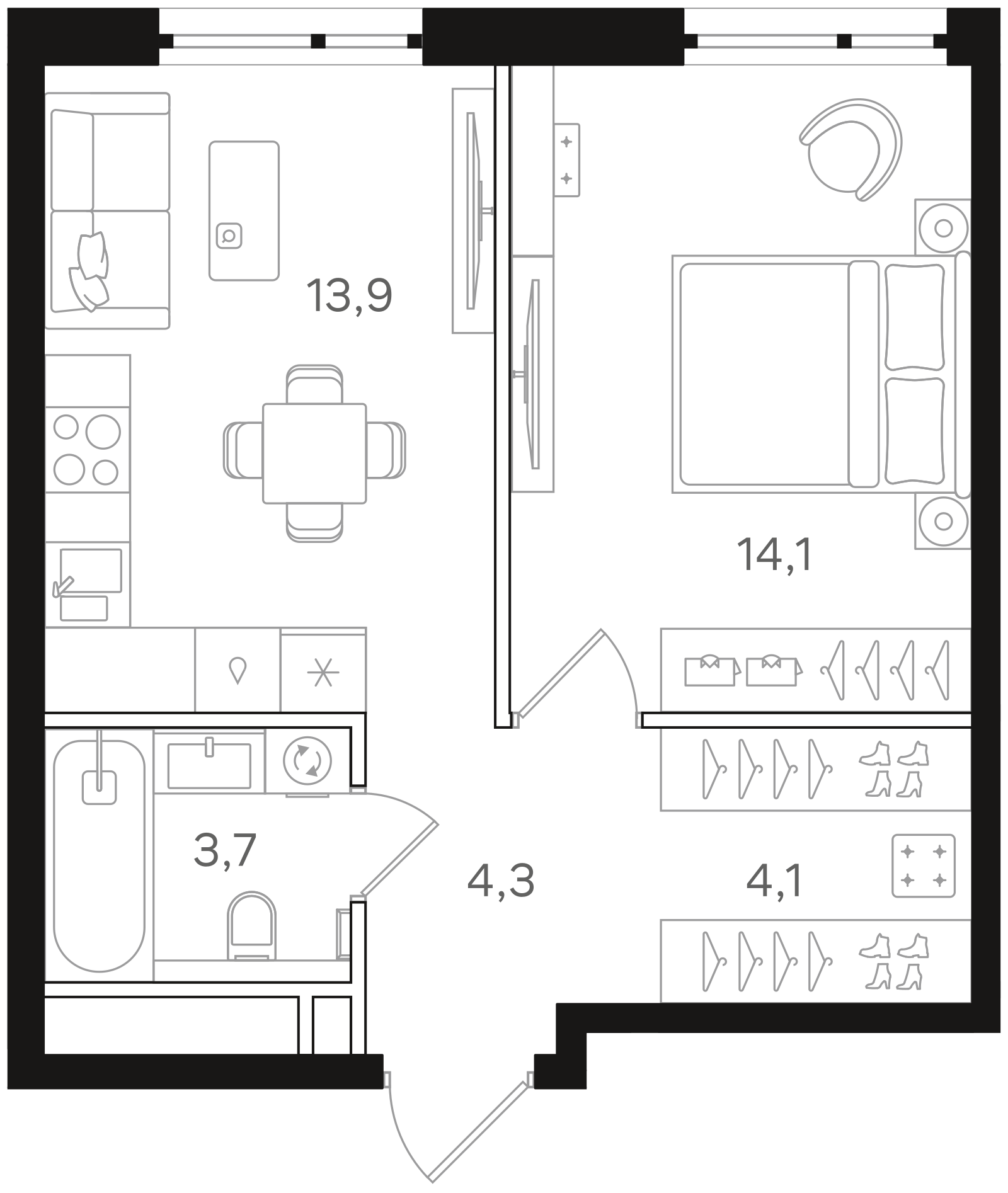 Официальная схема Мангазея на Речном, 40,1 м²