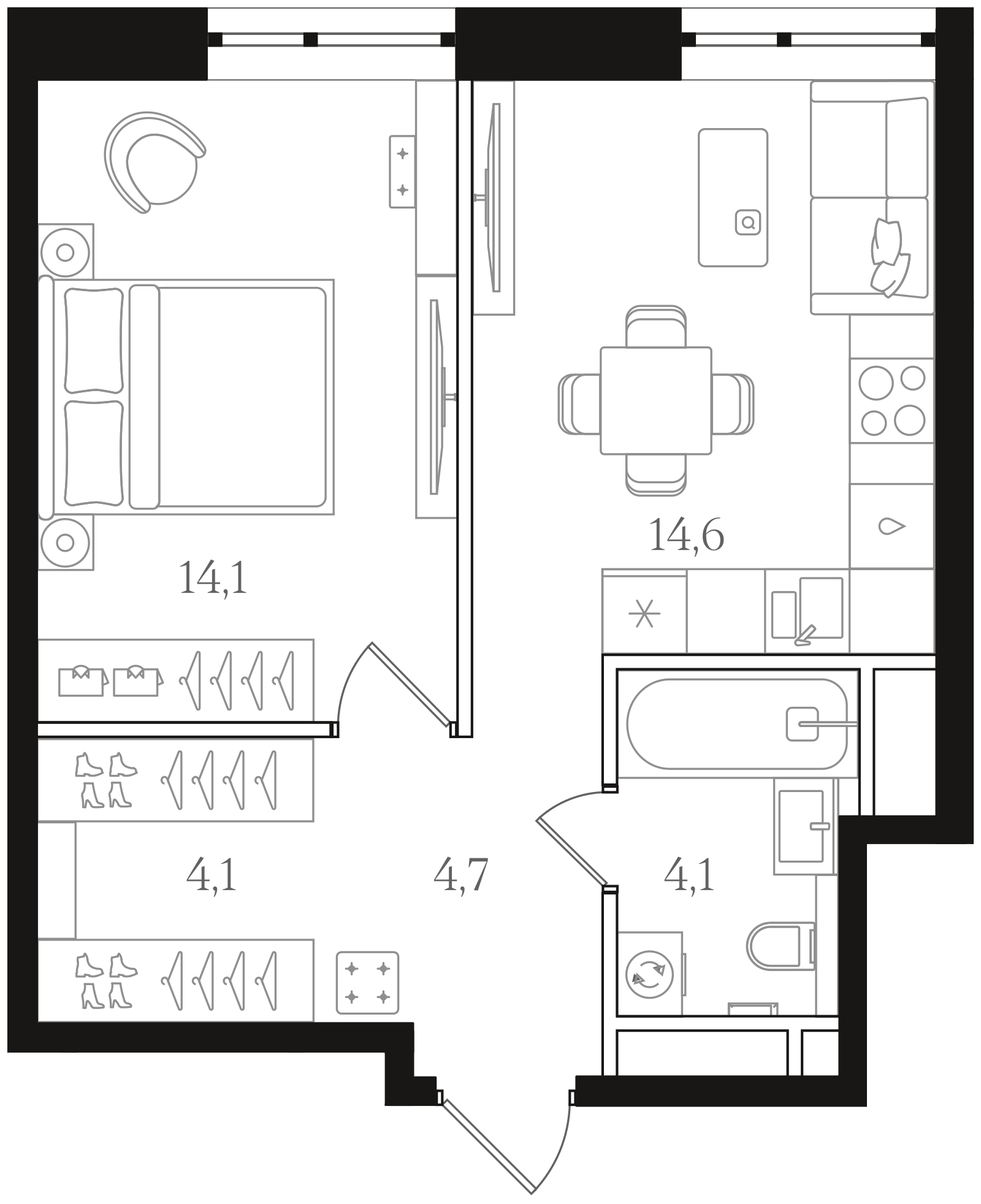 Официальная схема Мангазея на Речном, 41,6 м²