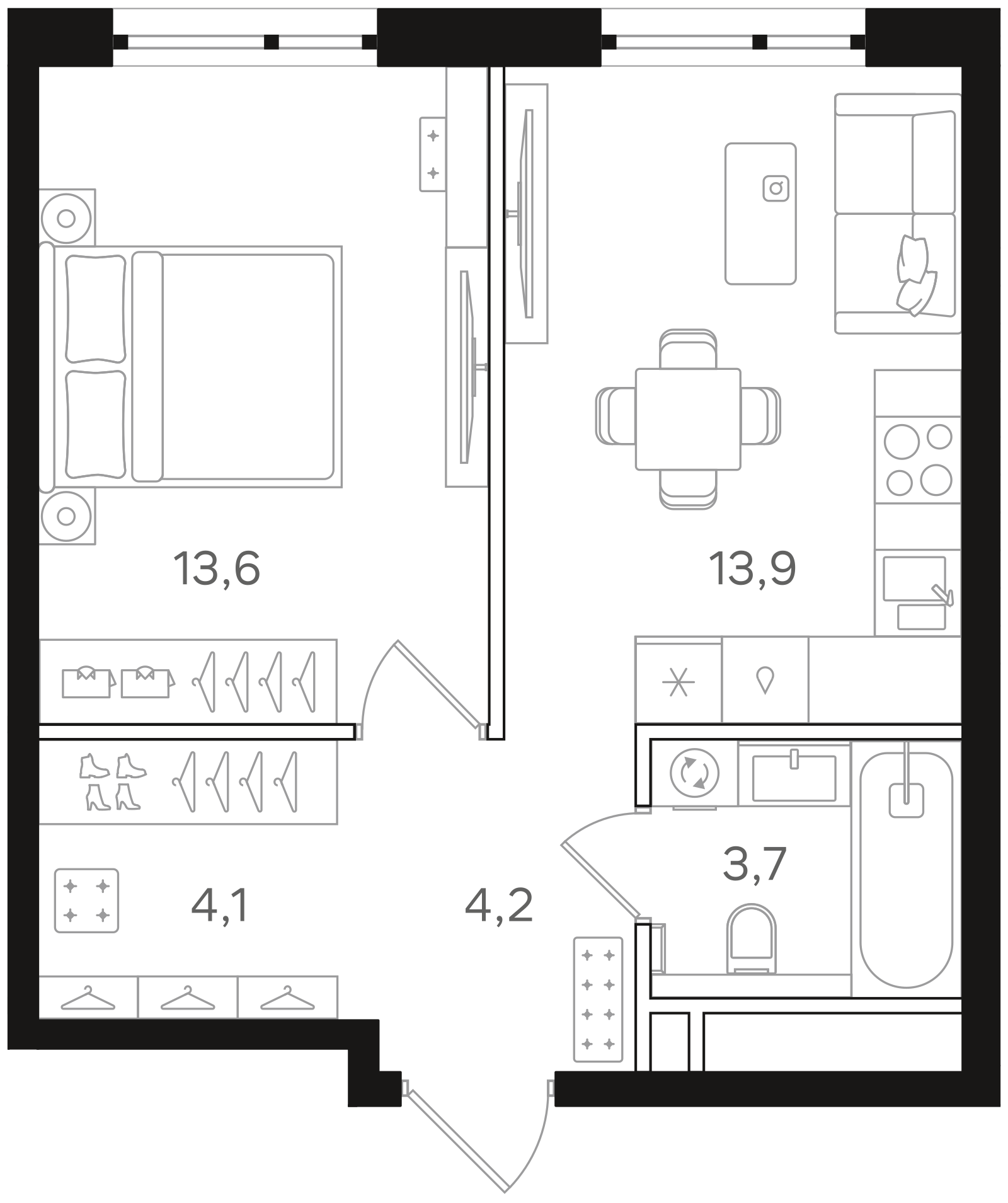 Официальная схема Мангазея на Речном, 39,5 м²