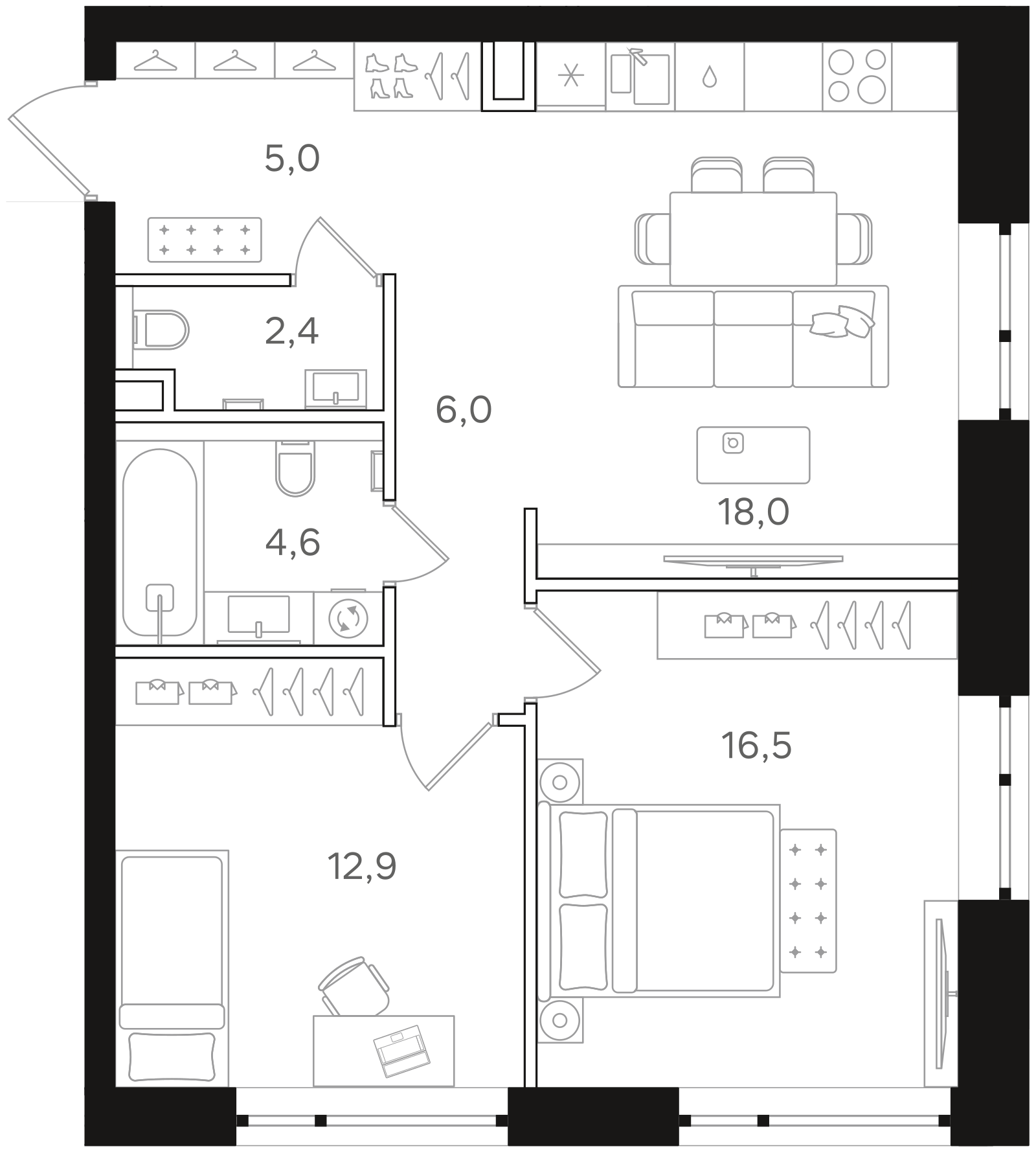 Официальная схема Мангазея на Речном, 66 м²